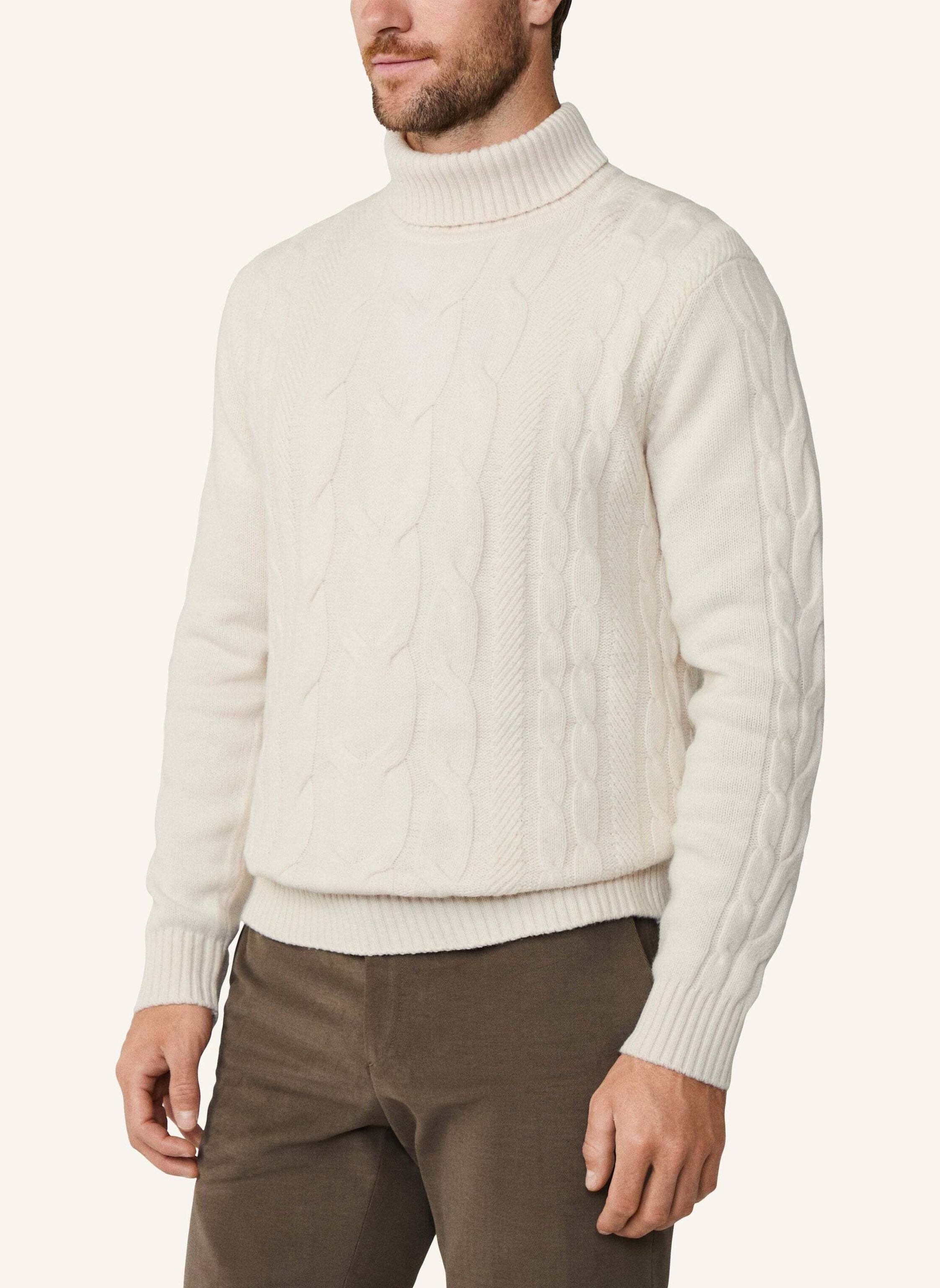 Thumbnail - Hackett London Pullover Cable Roll Neck weiss