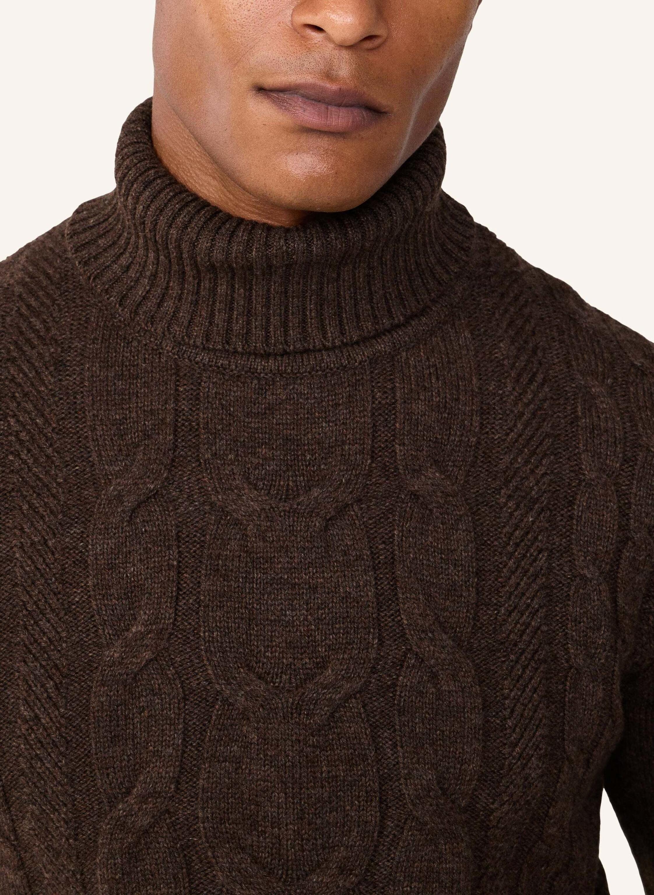 Thumbnail - Hackett London Pullover Cable Roll Neck braun