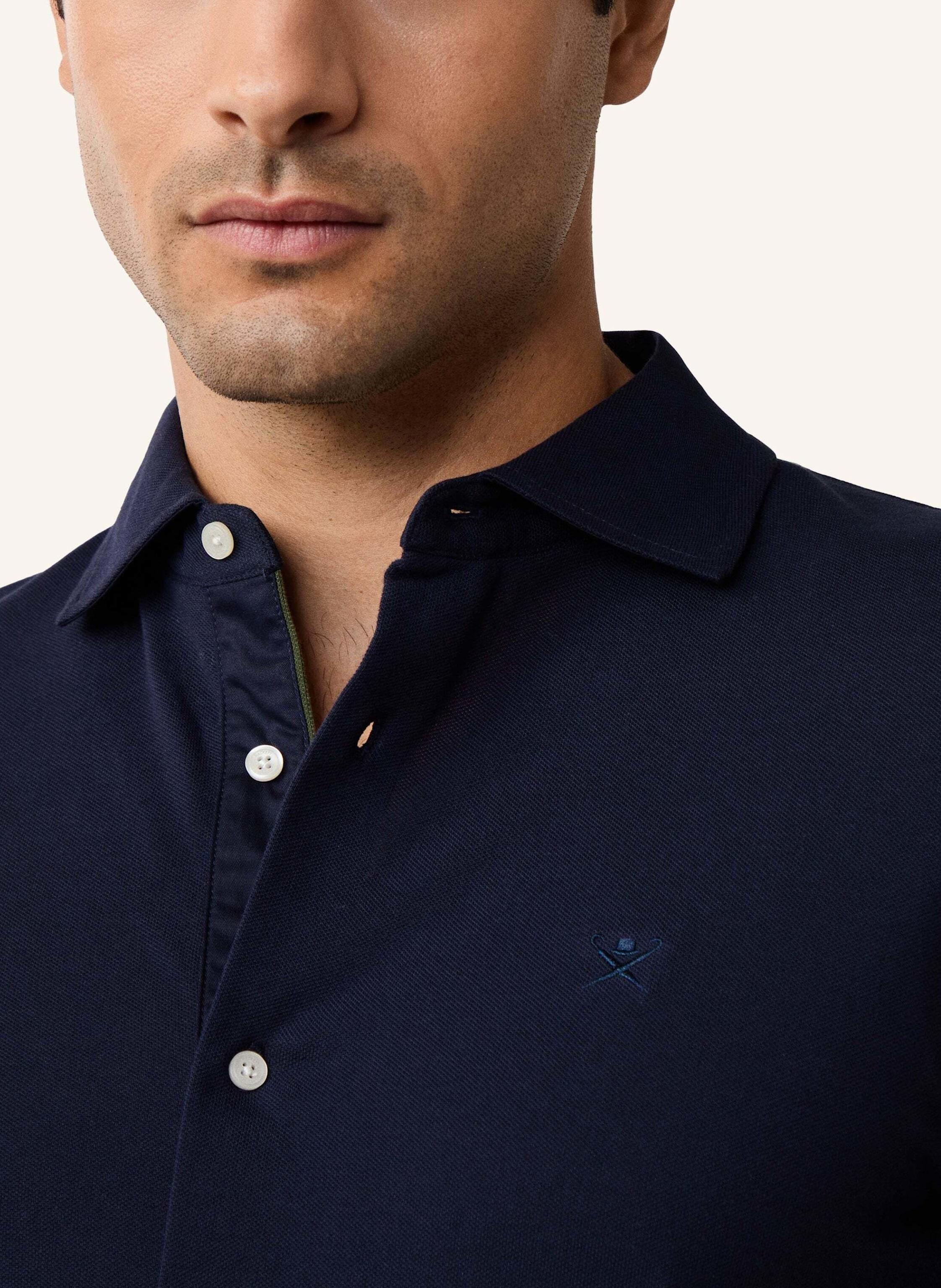 Thumbnail - Hackett London Poloshirt Piped Shirt Polo Ls blau