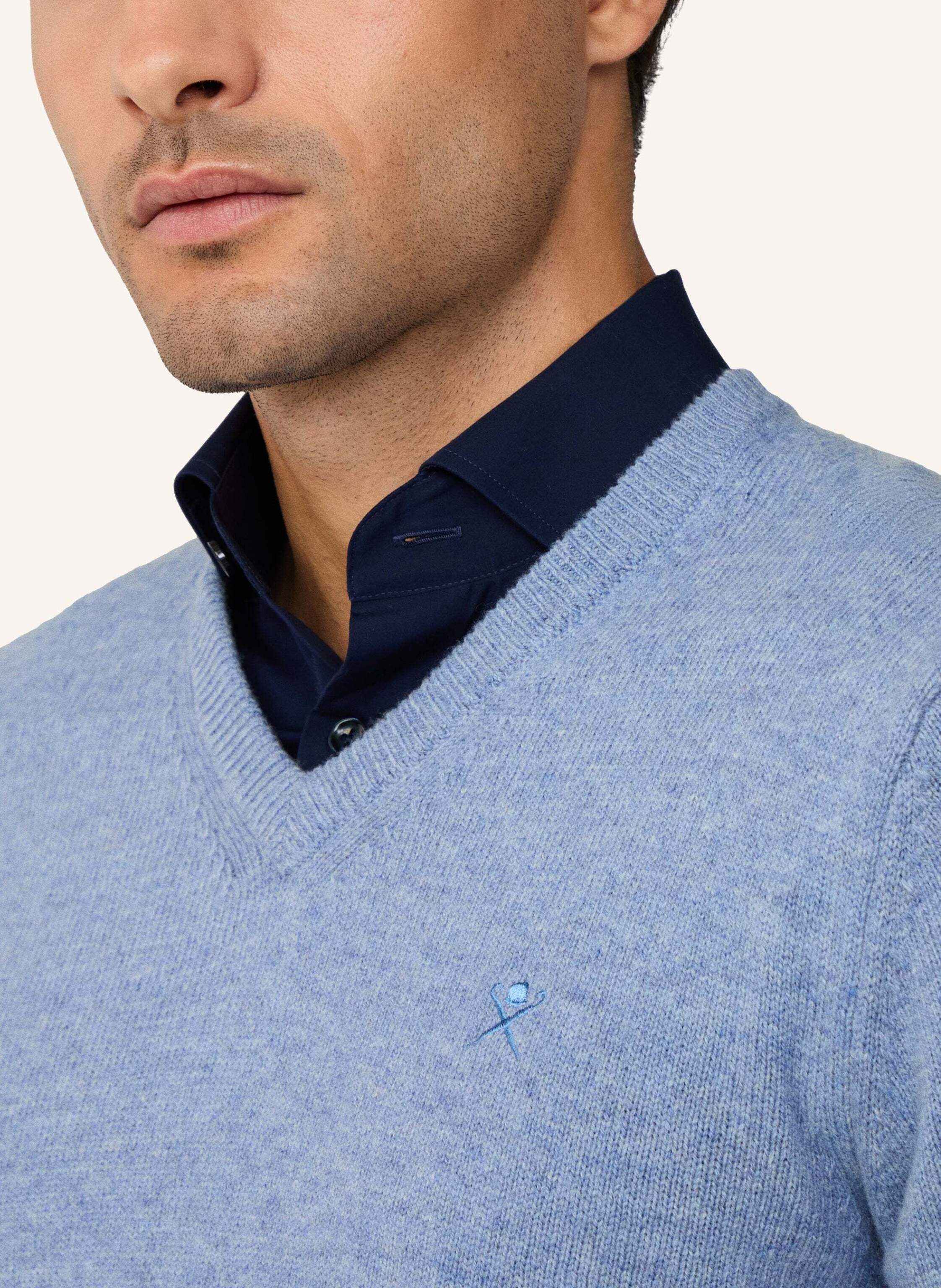 Thumbnail - Hackett London Pullover Lambswool V Neck blau