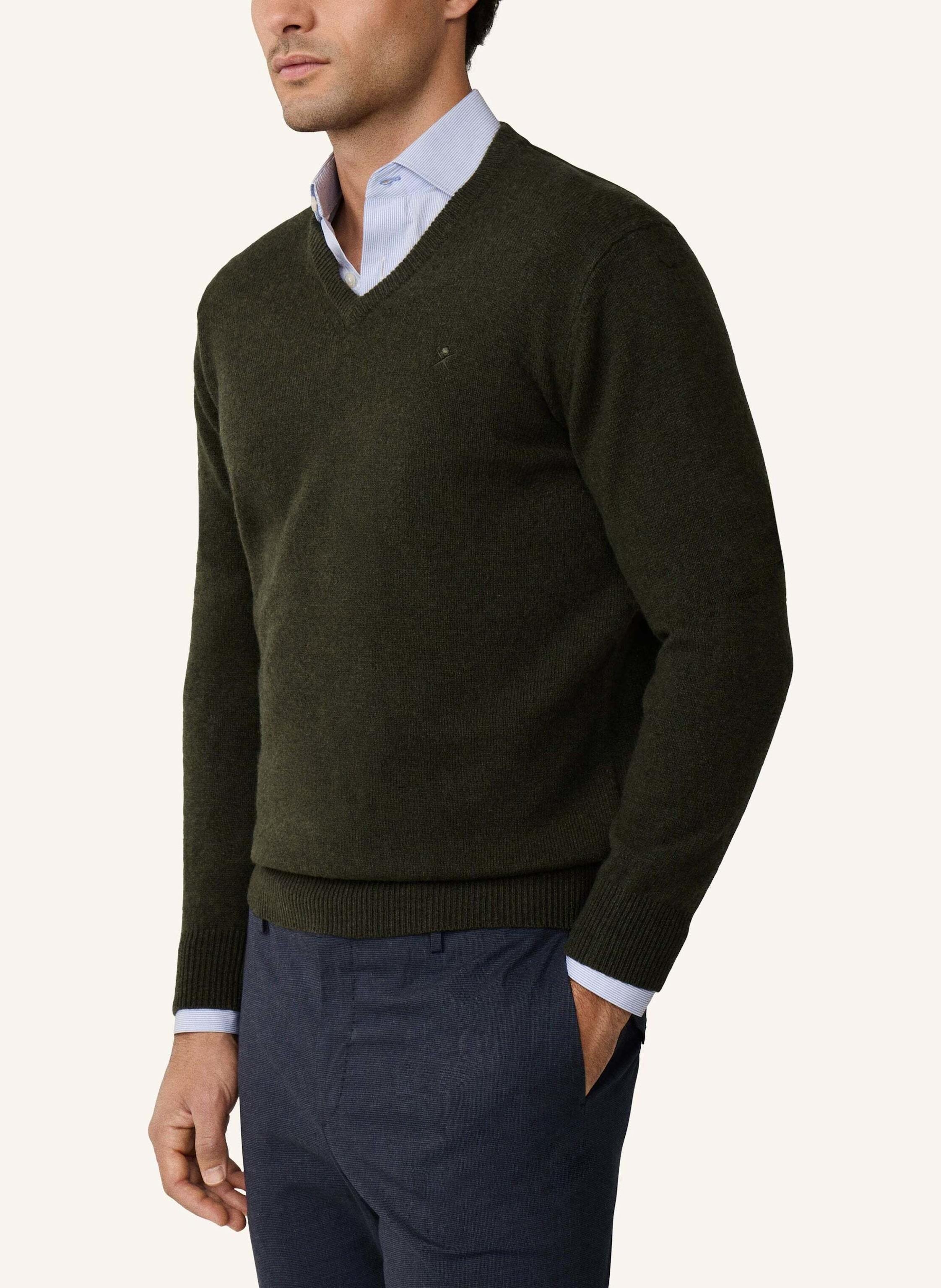 Thumbnail - Hackett London Pullover Lambswool V Neck gruen