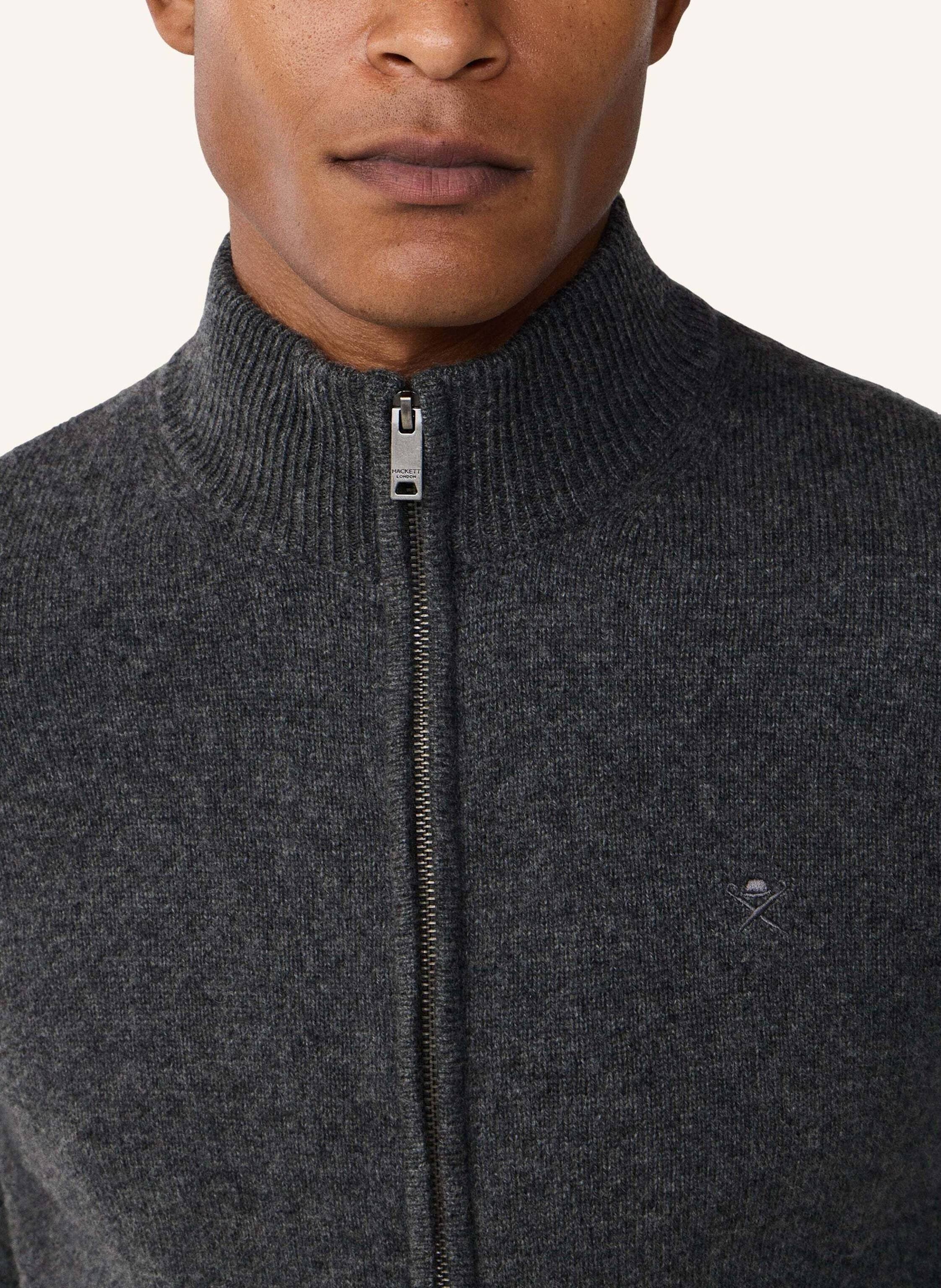 Thumbnail - Hackett London Strickjacken Cardigan Lambswool Fzip grau