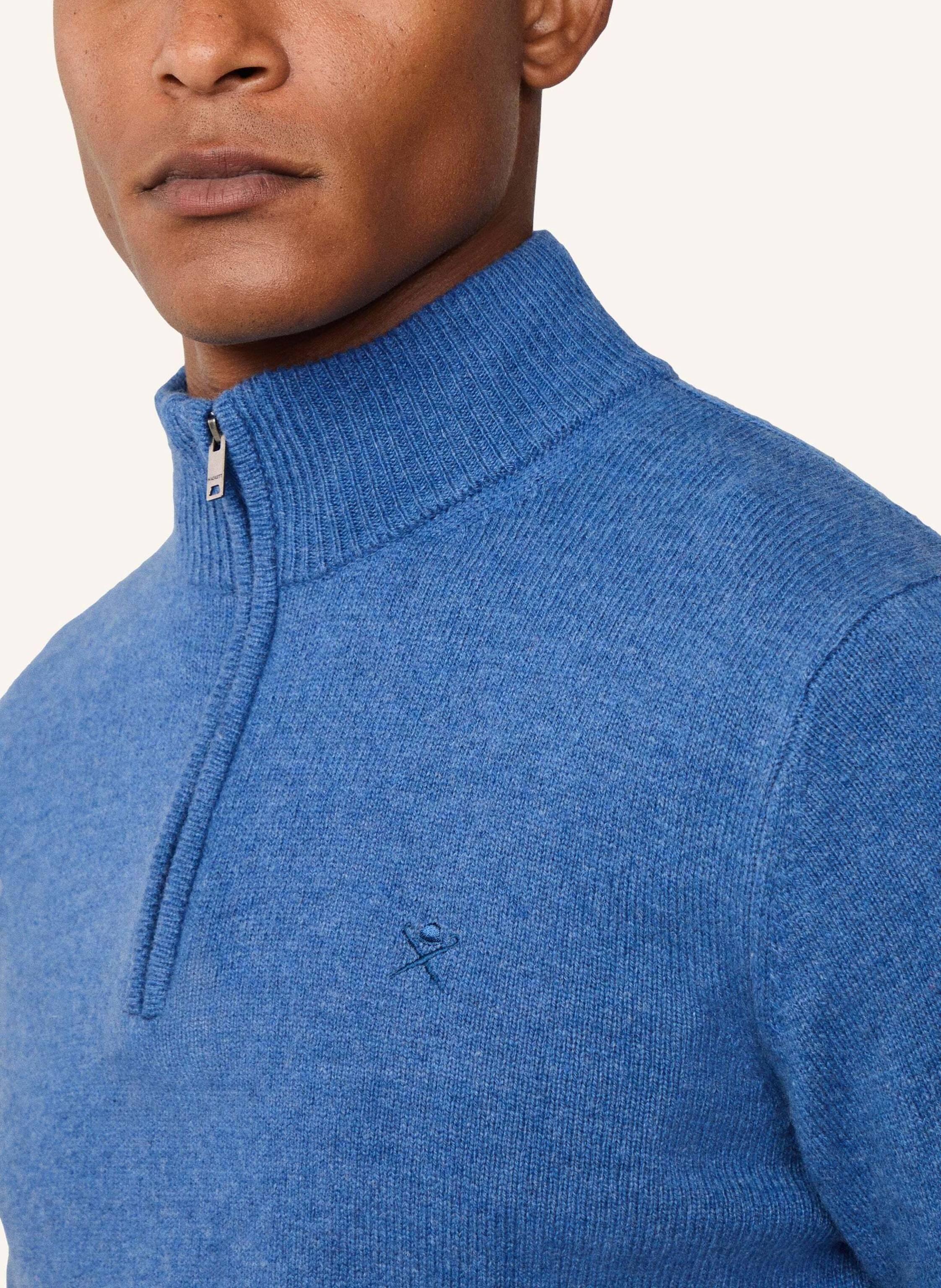 Thumbnail - Hackett London Pullover Lambswool Hzip blau