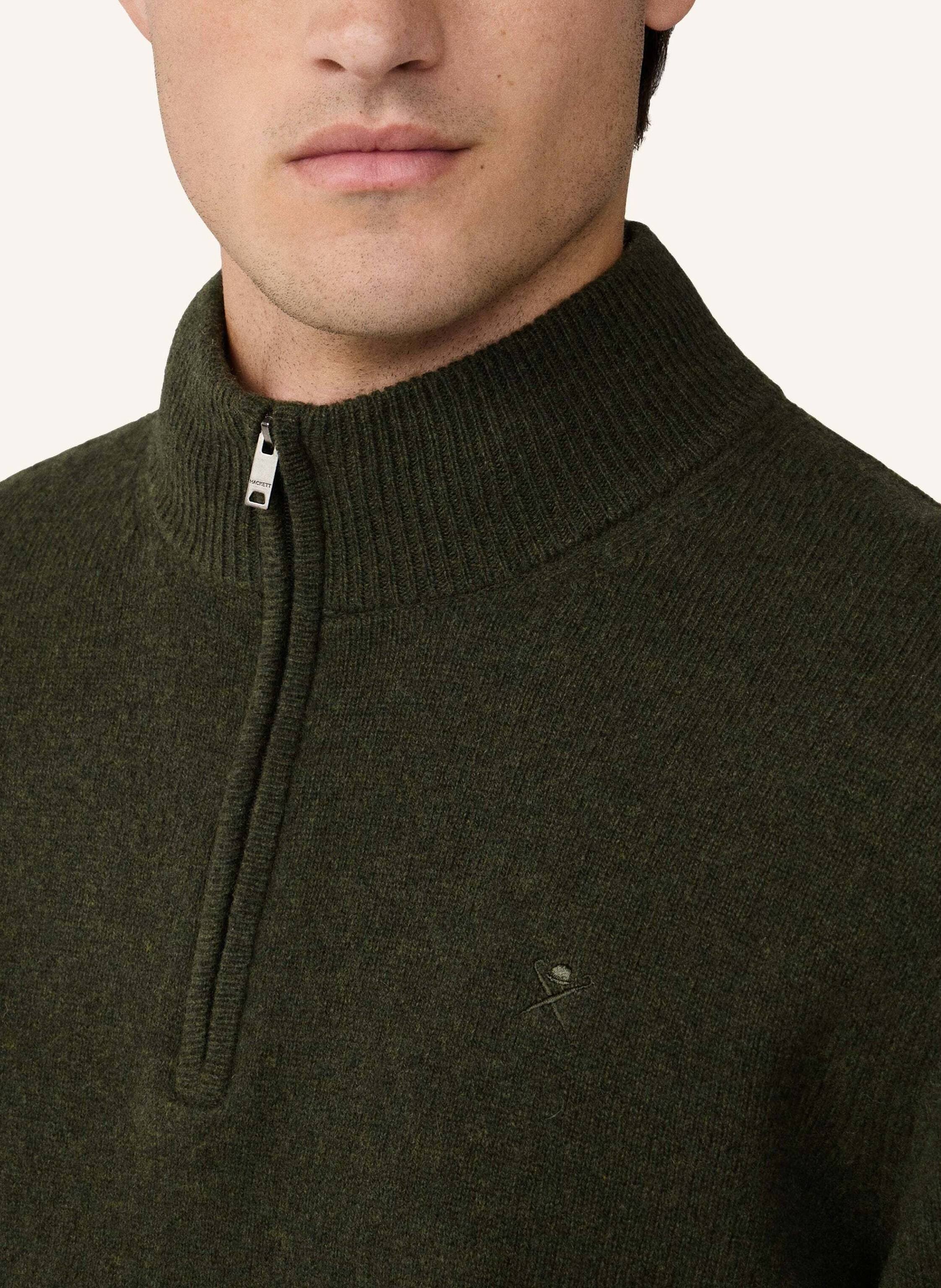 Thumbnail - Hackett London Pullover Lambswool Hzip gruen