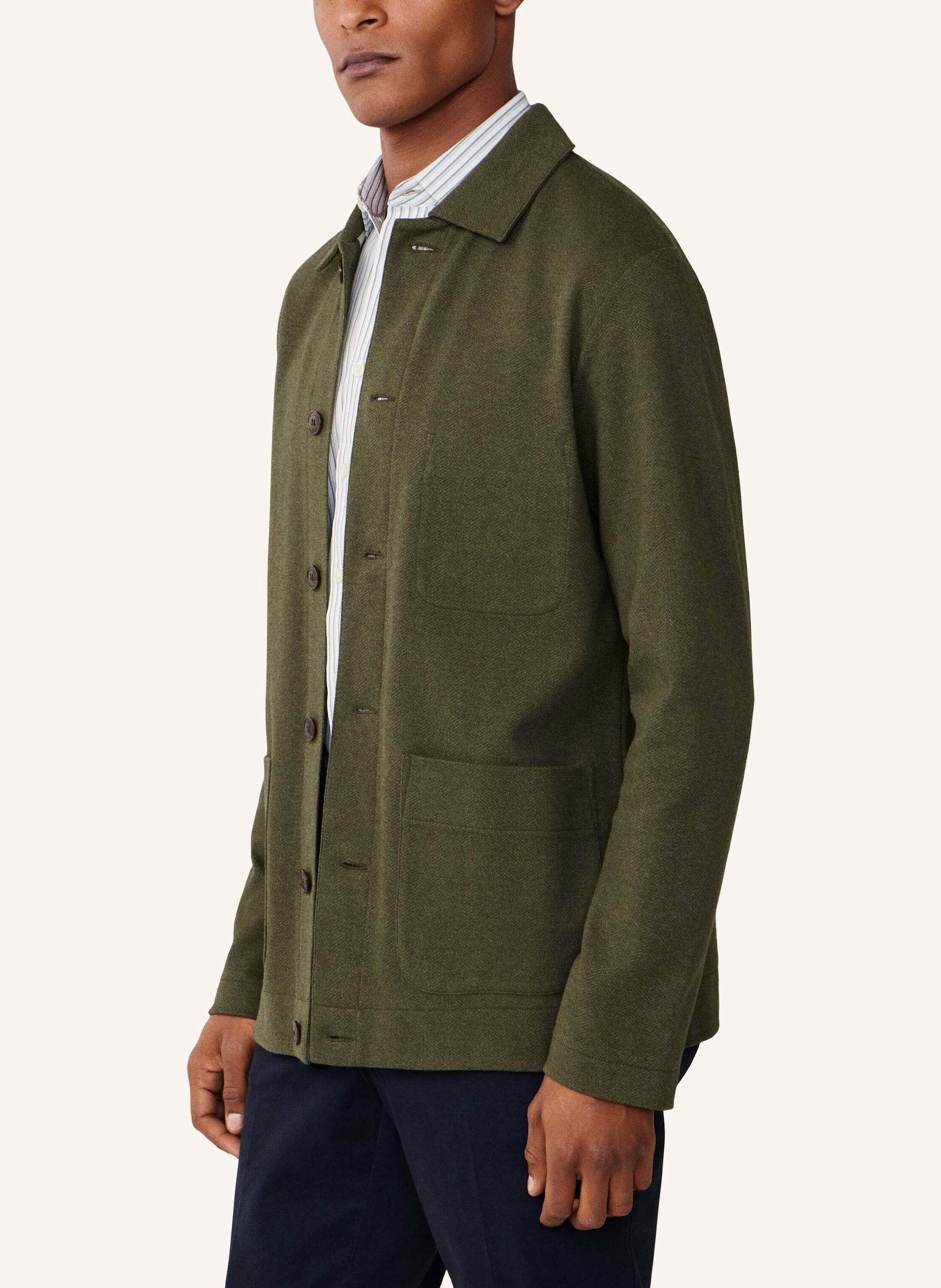 Thumbnail - Hackett London Fieldjacket Hbone Jacq Shirt gruen