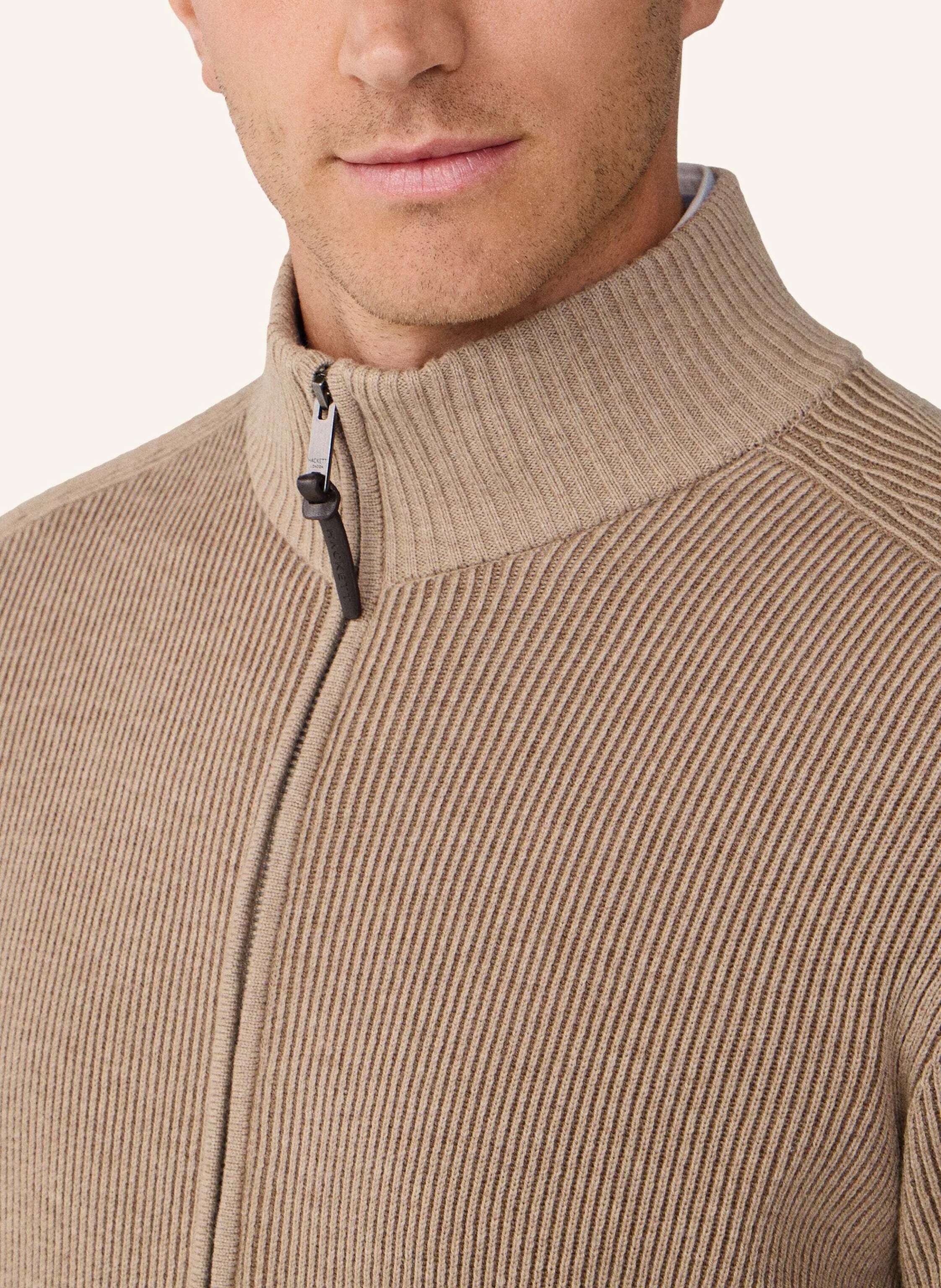 Thumbnail - Hackett London Strickjacken Cardigan Bi Col Rib Fzip beige