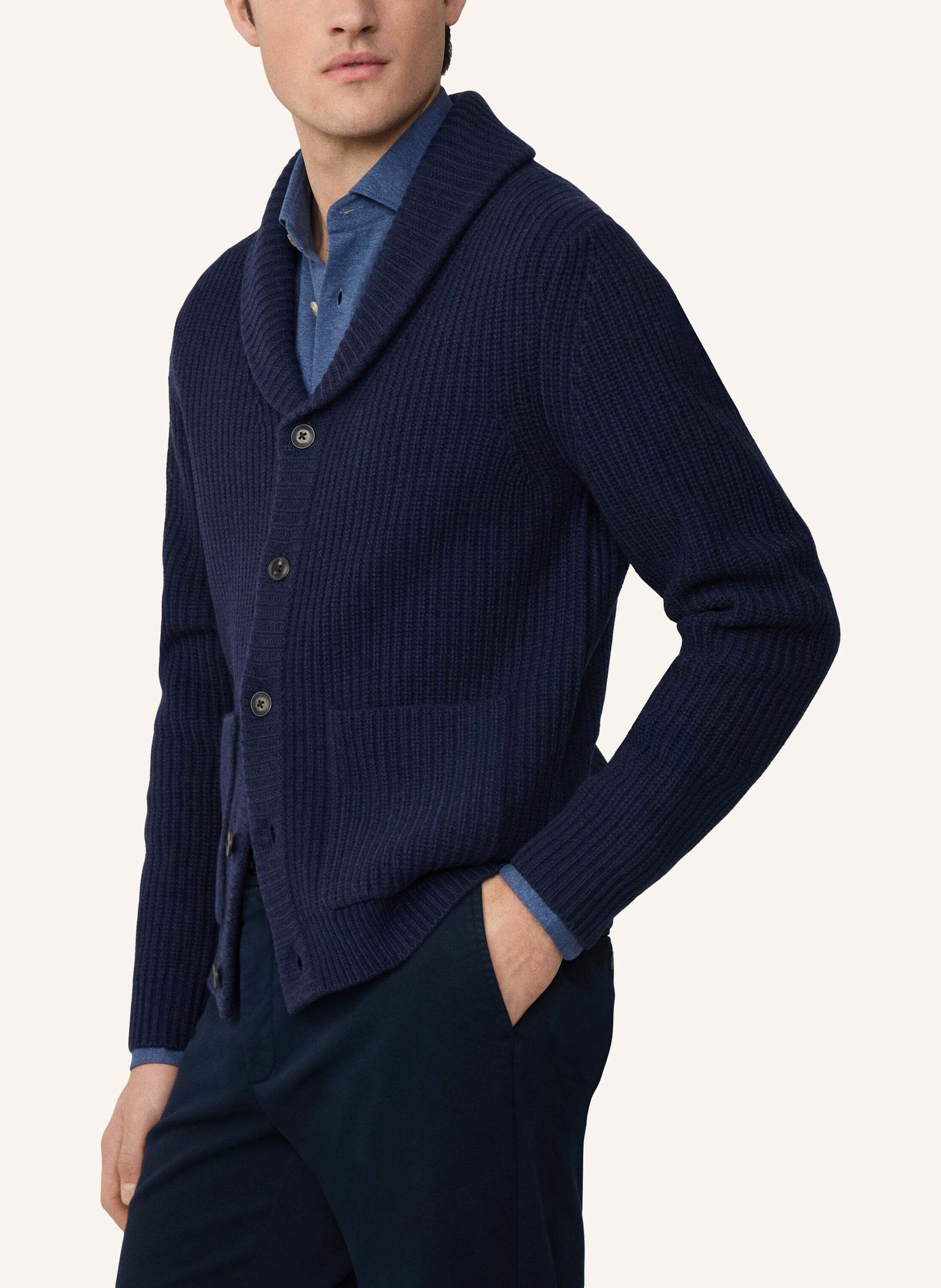 Thumbnail - Hackett London Strickjacken Cardigan Rib Shawl Cardi blau