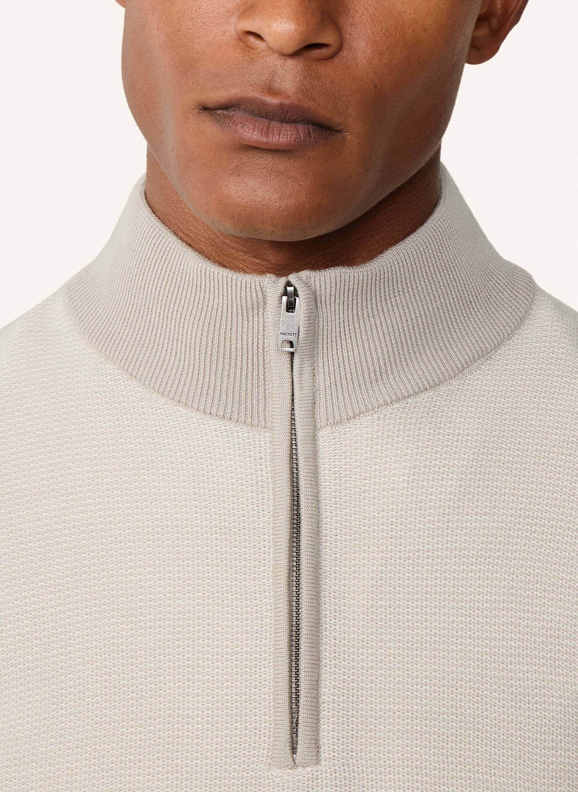 Thumbnail - Hackett London Pullover Honeycomb Stitch Hzip weiss