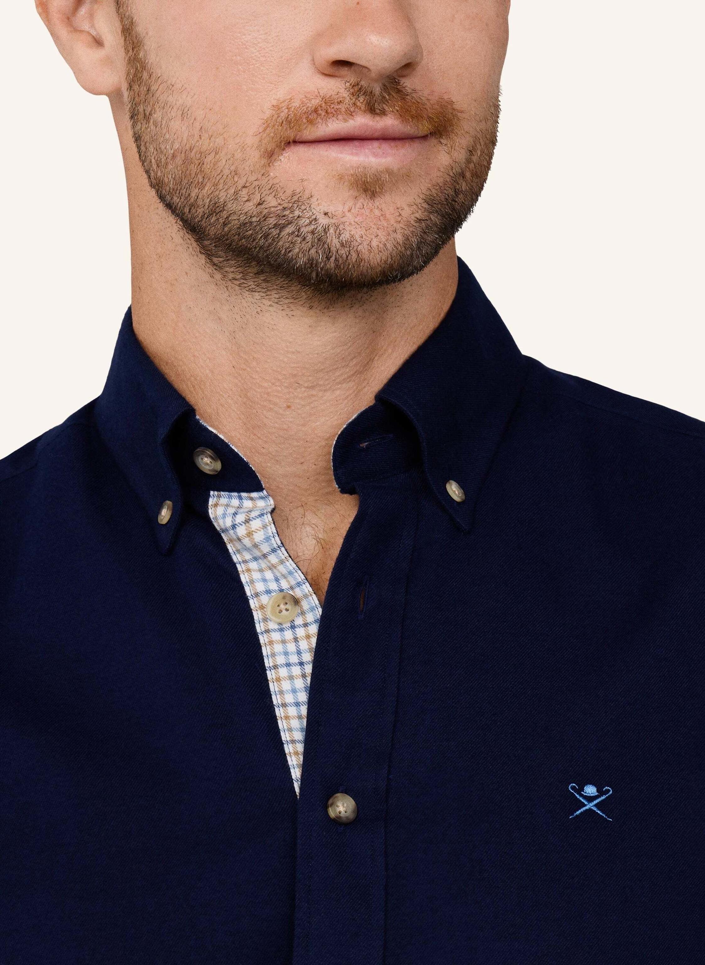 Thumbnail - Hackett London Freizeithemd Flannel Multi Trim blau