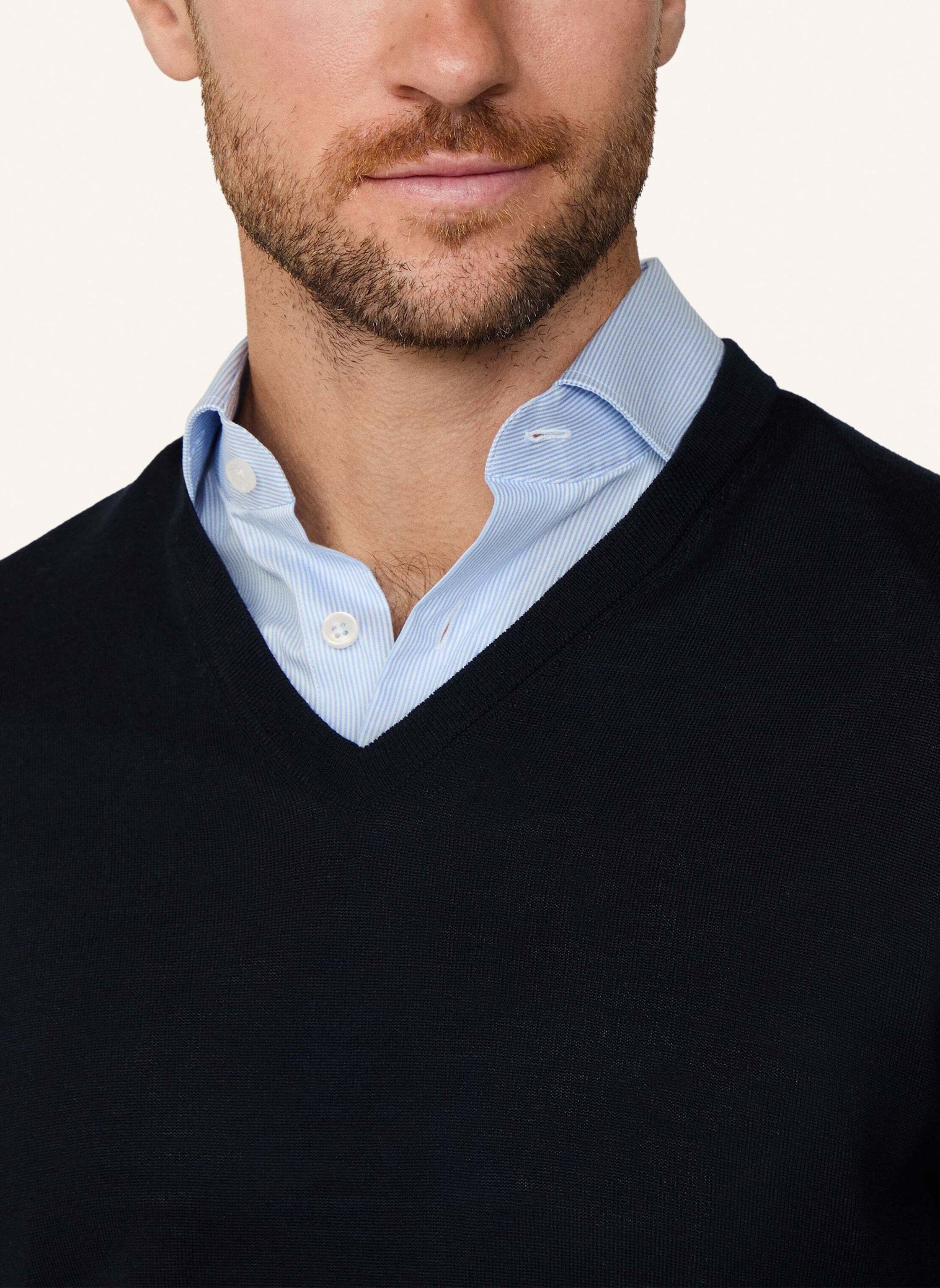 Thumbnail - Hackett London Pullover Merino Silk V Neck blau
