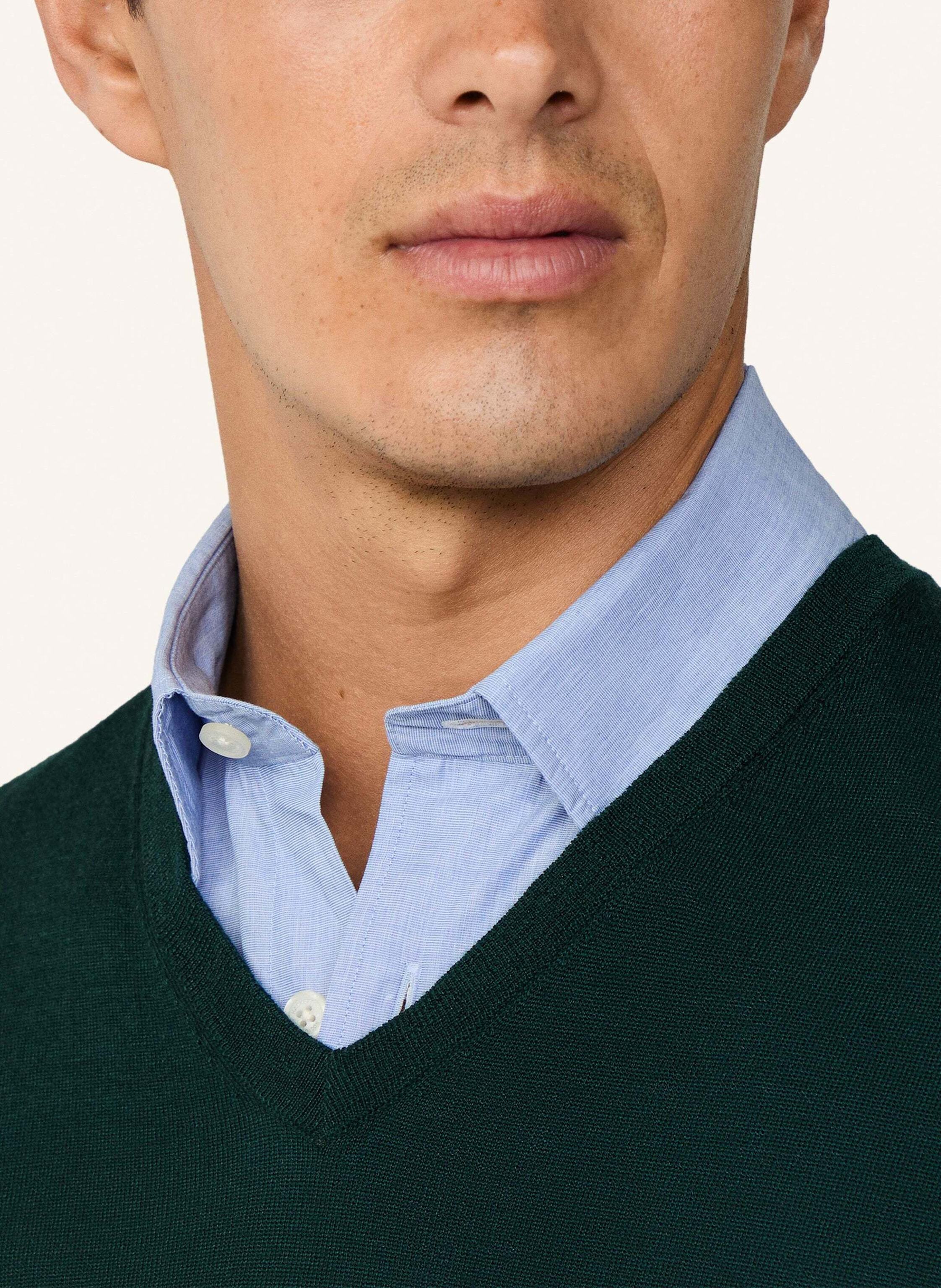 Thumbnail - Hackett London Pullover Merino Silk V Neck gruen