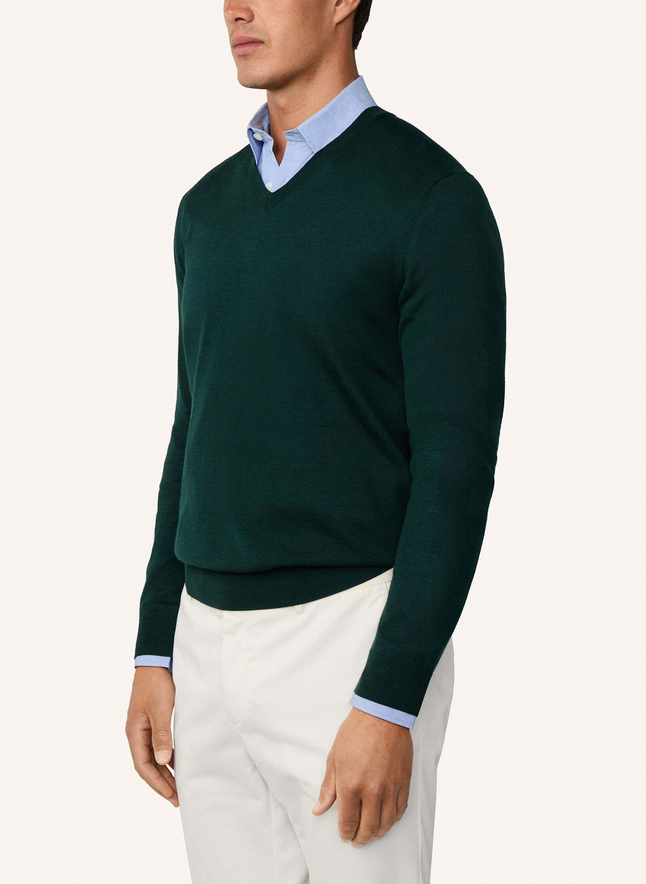 Thumbnail - Hackett London Pullover Merino Silk V Neck gruen
