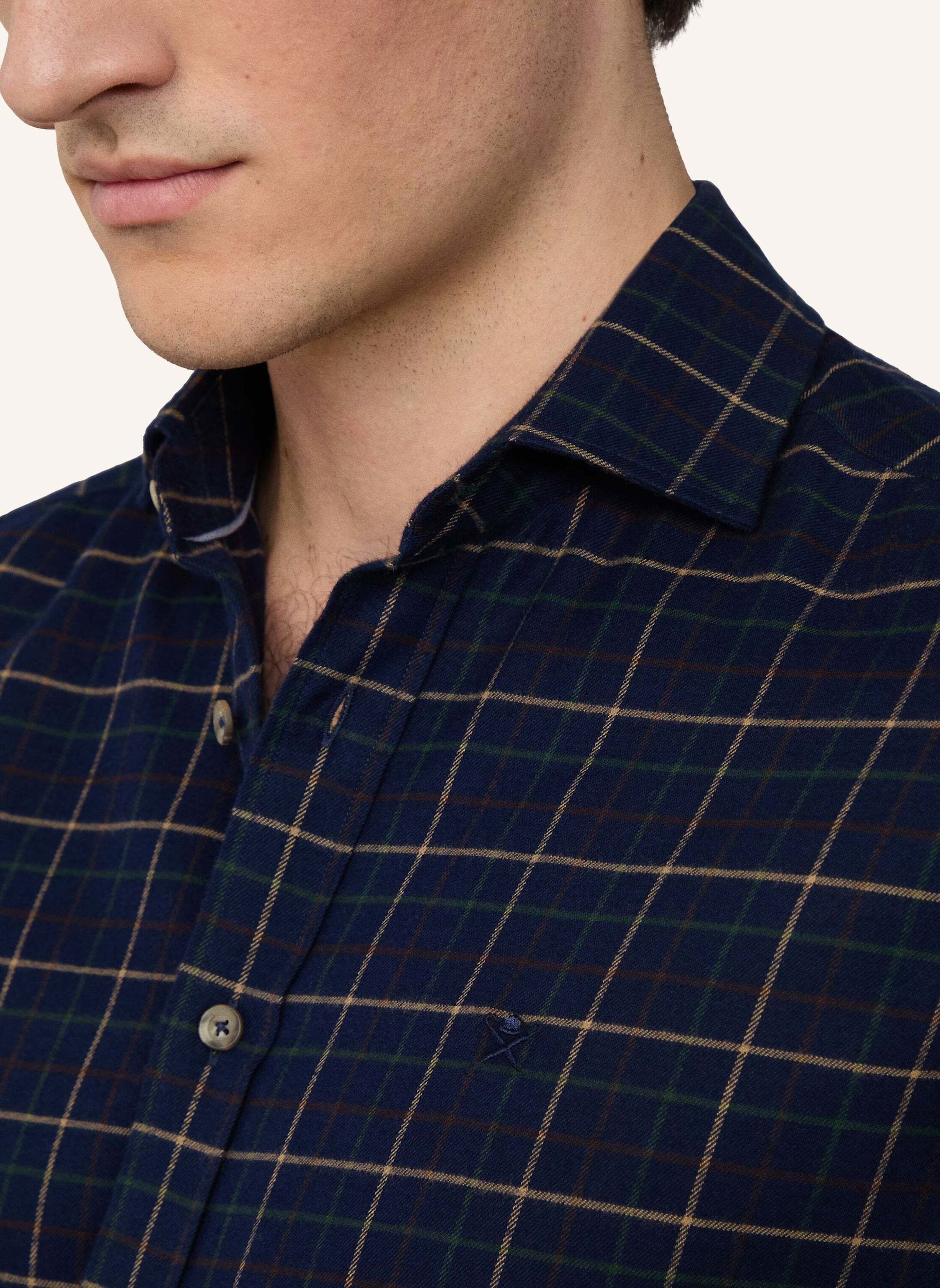 Thumbnail - Hackett London Freizeithemd Navy Flan Tattersall blau