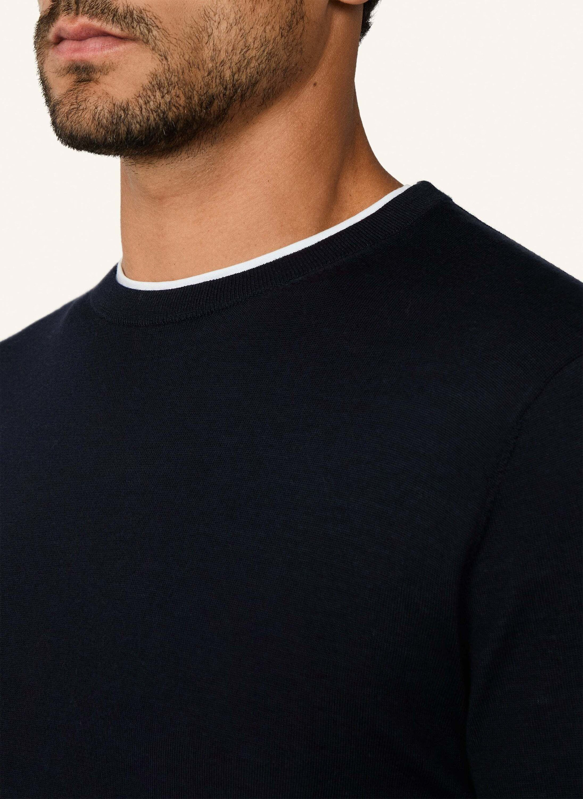Thumbnail - Hackett London Pullover Merino Silk Crew blau