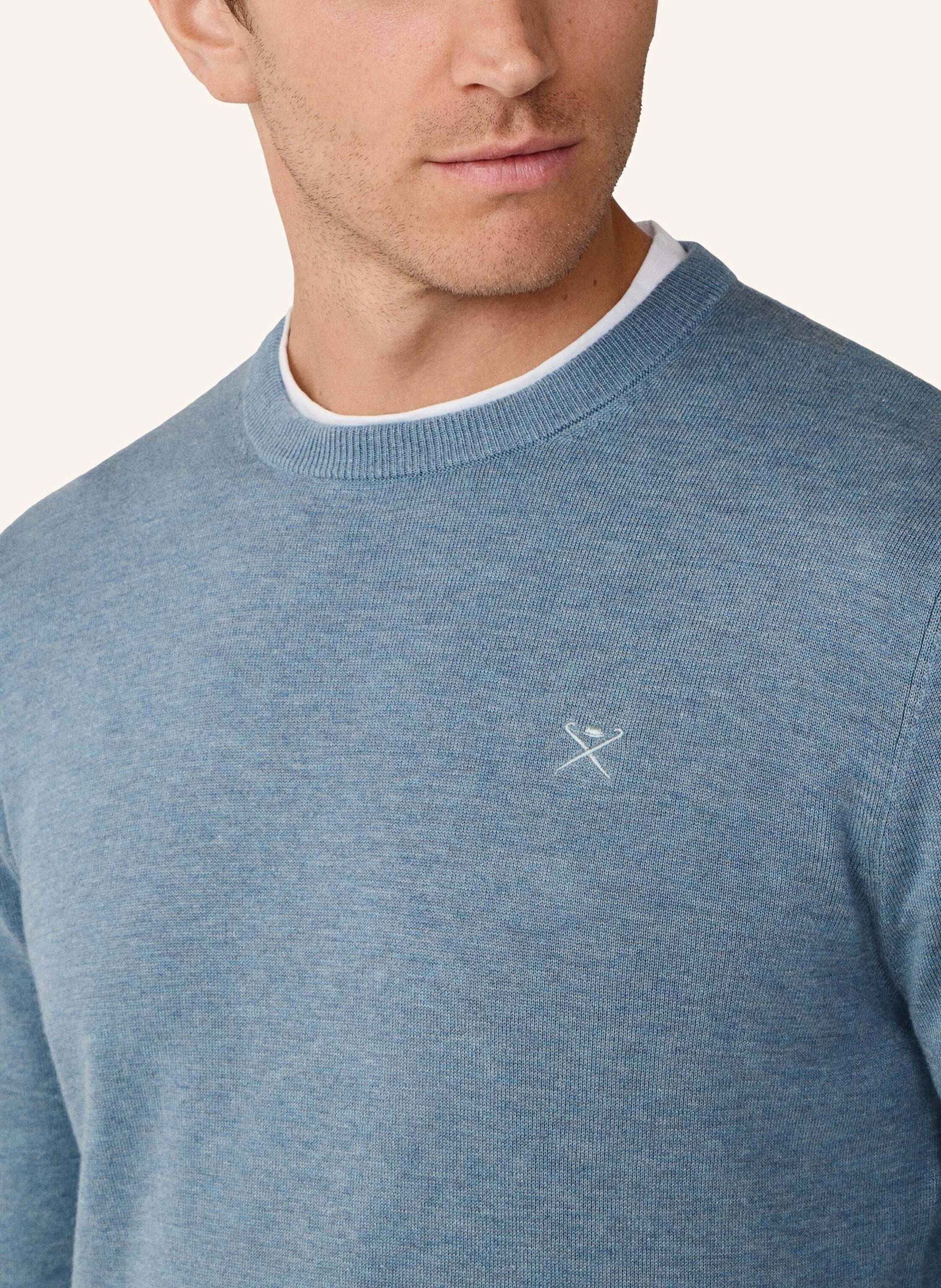 Thumbnail - Hackett London Pullover Cotton Silk Crew blau