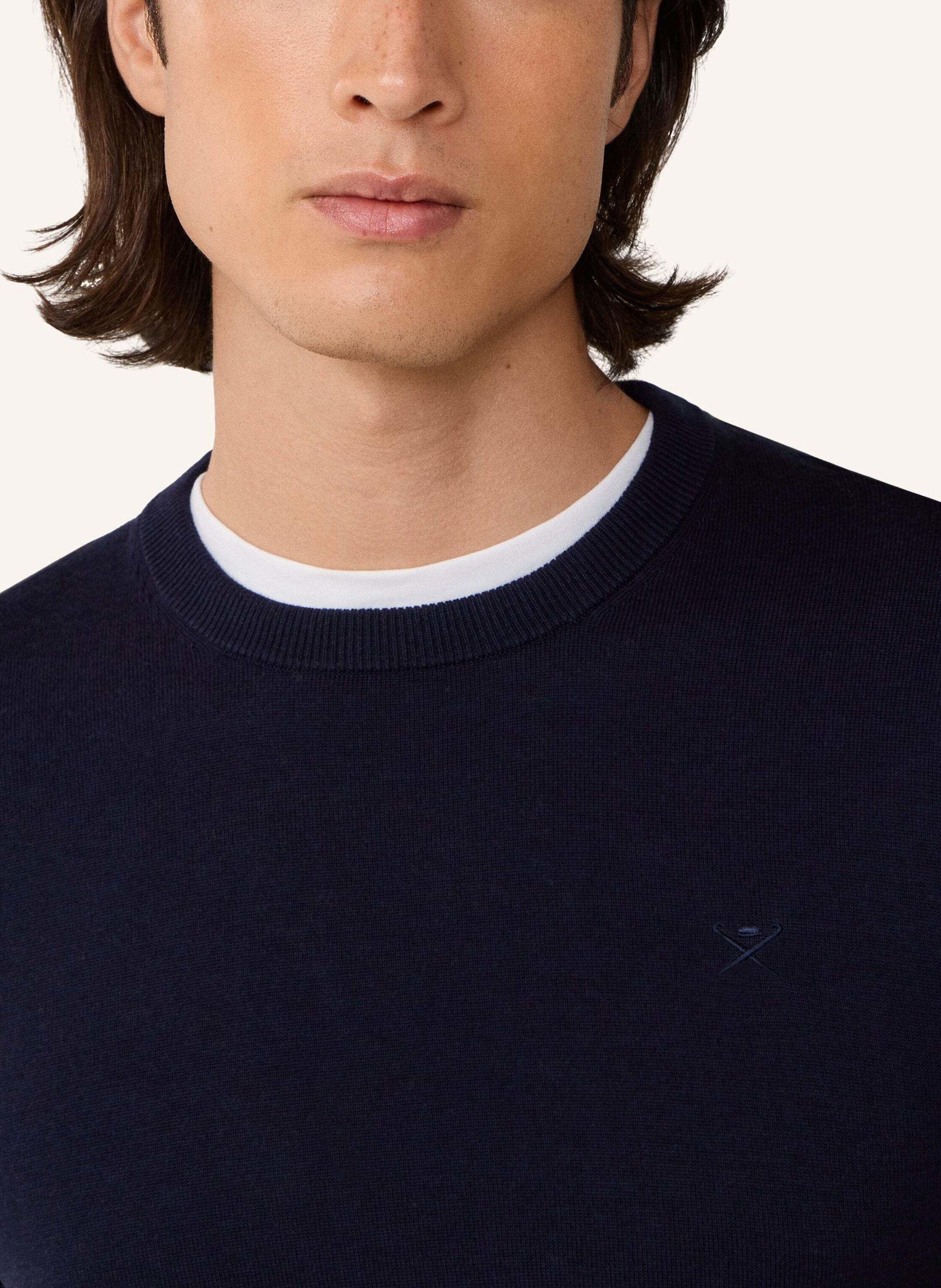 Thumbnail - Hackett London Pullover Cotton Silk Crew blau