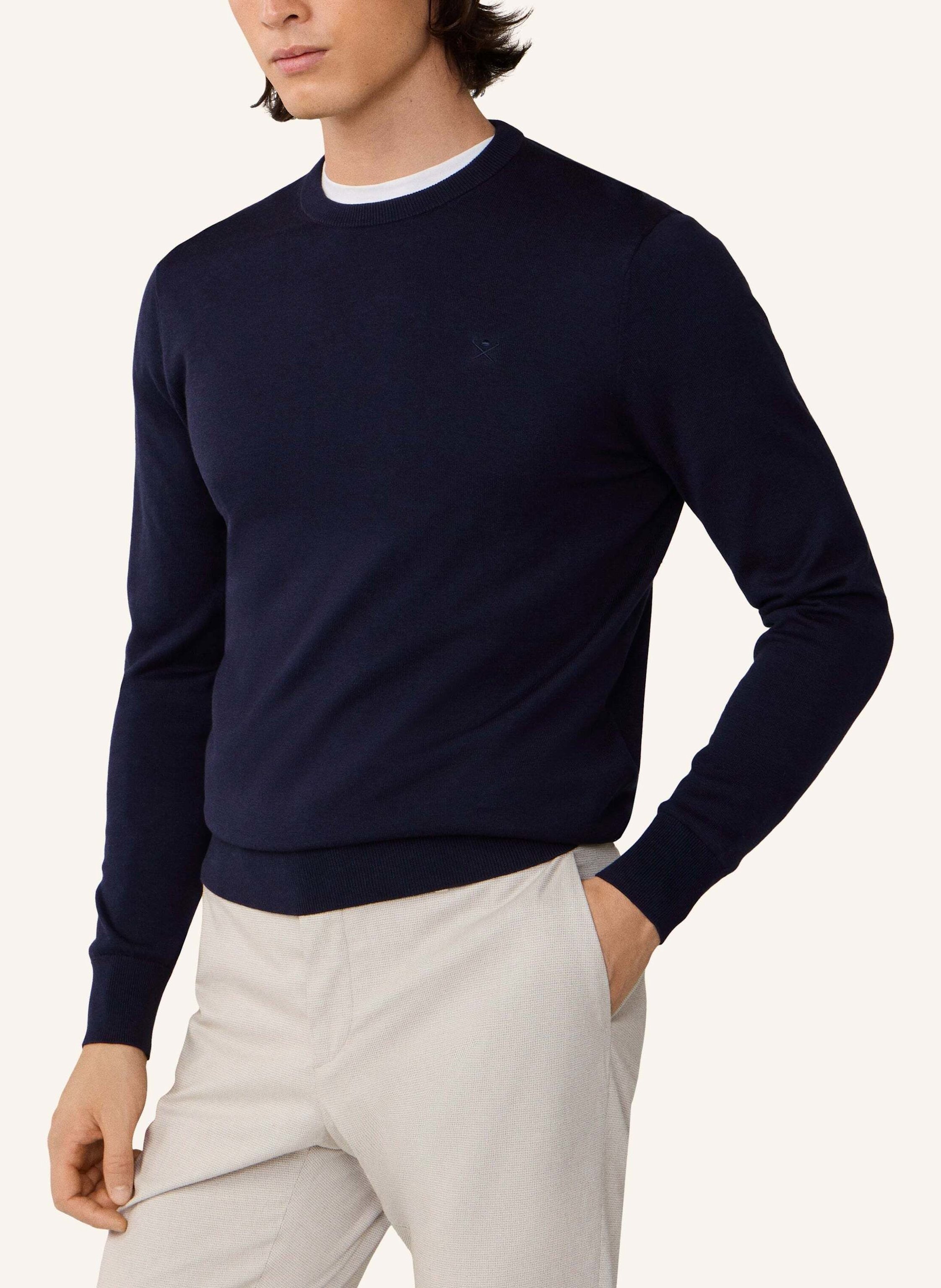 Thumbnail - Hackett London Pullover Cotton Silk Crew blau