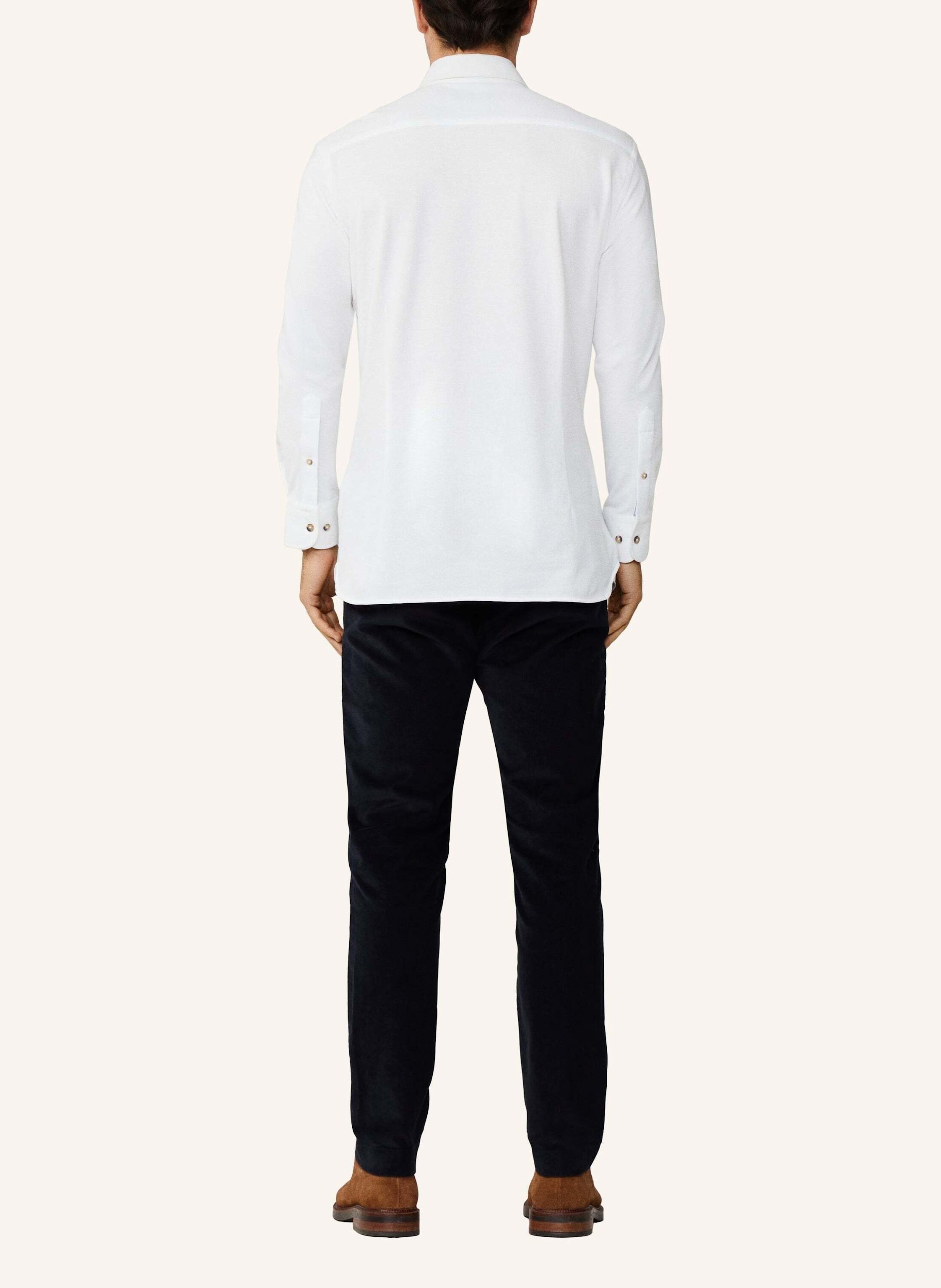 Thumbnail - Hackett London Freizeithemd Melange Jersey Pique weiss