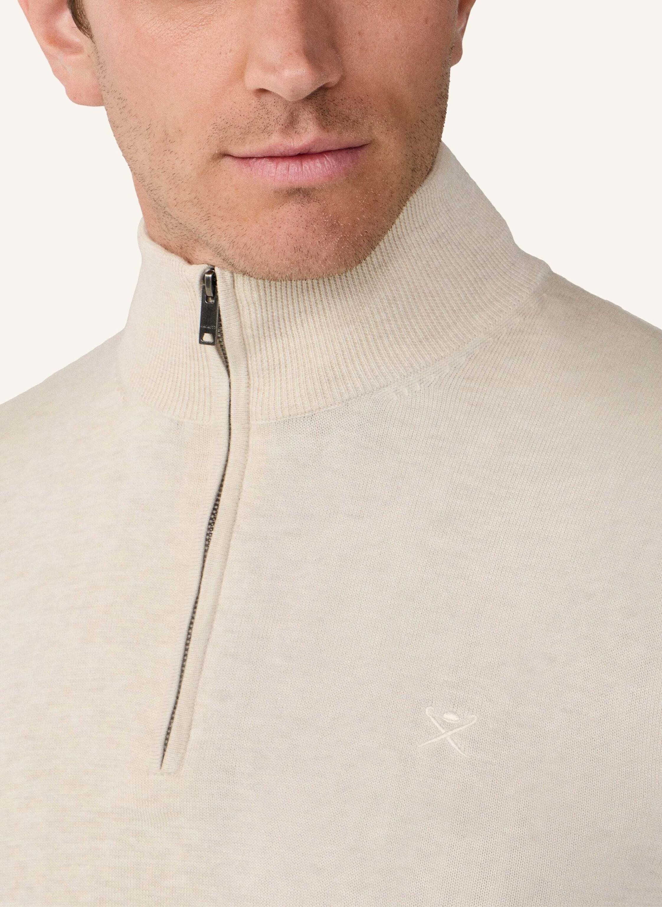 Thumbnail - Hackett London Pullover Cotton Silk Hzip weiss