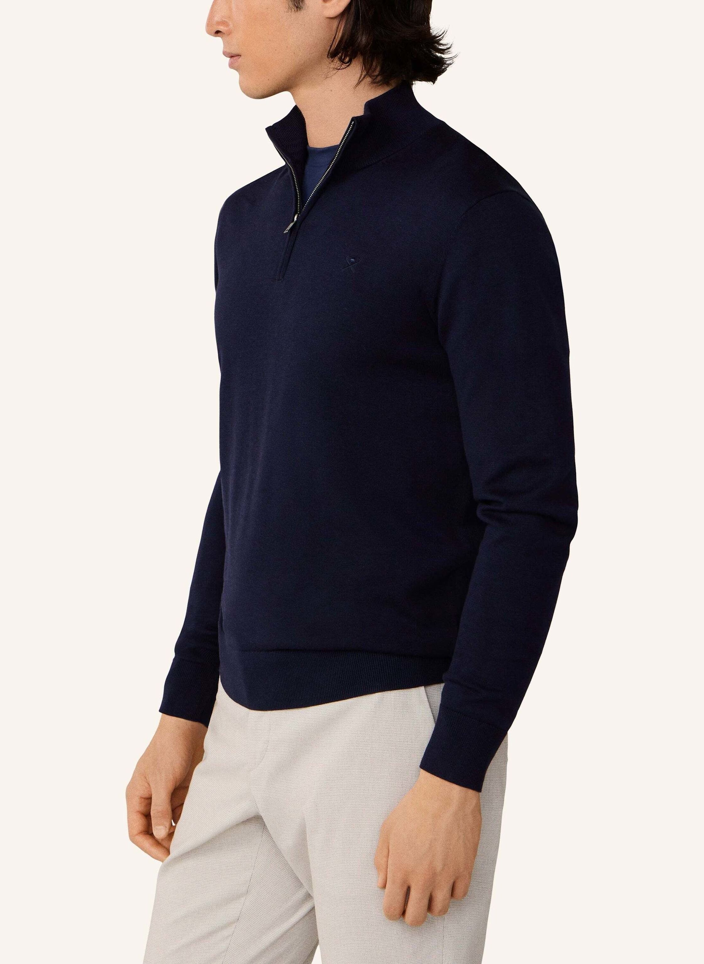Thumbnail - Hackett London Pullover Cotton Silk Hzip blau
