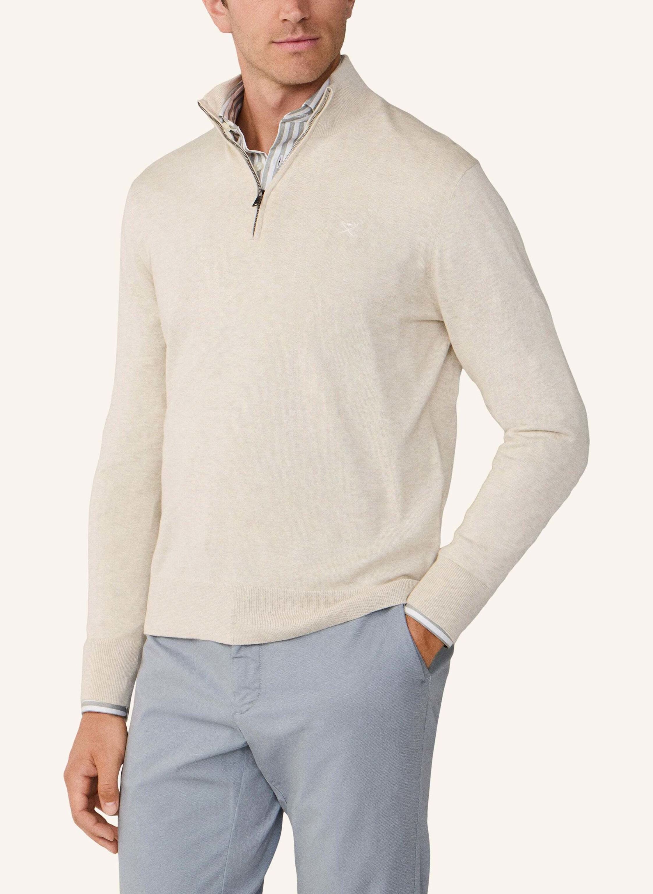 Thumbnail - Hackett London Pullover Cotton Silk Hzip weiss