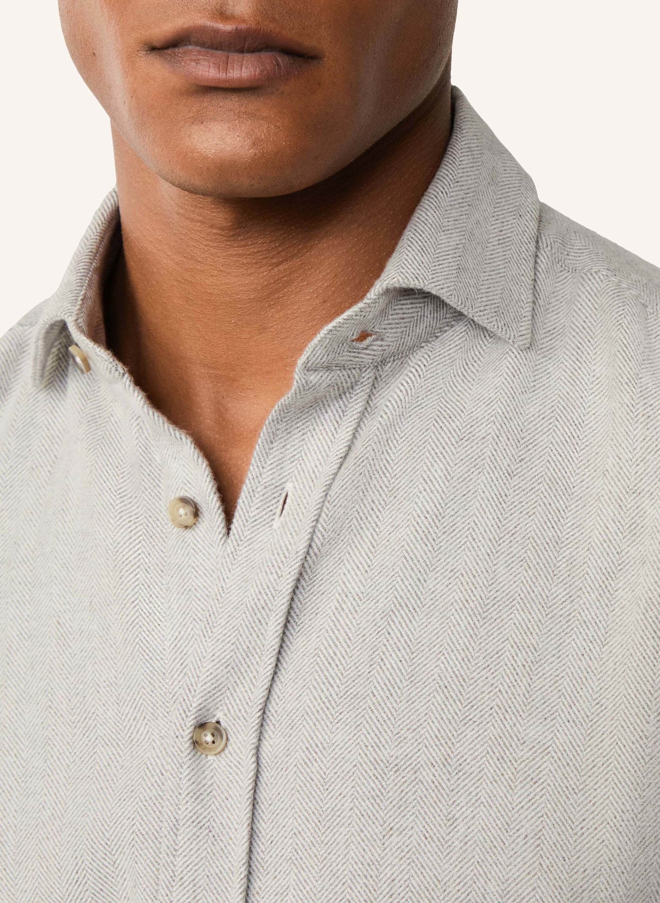 Thumbnail - Hackett London Freizeithemd Brushed Herringbone grau