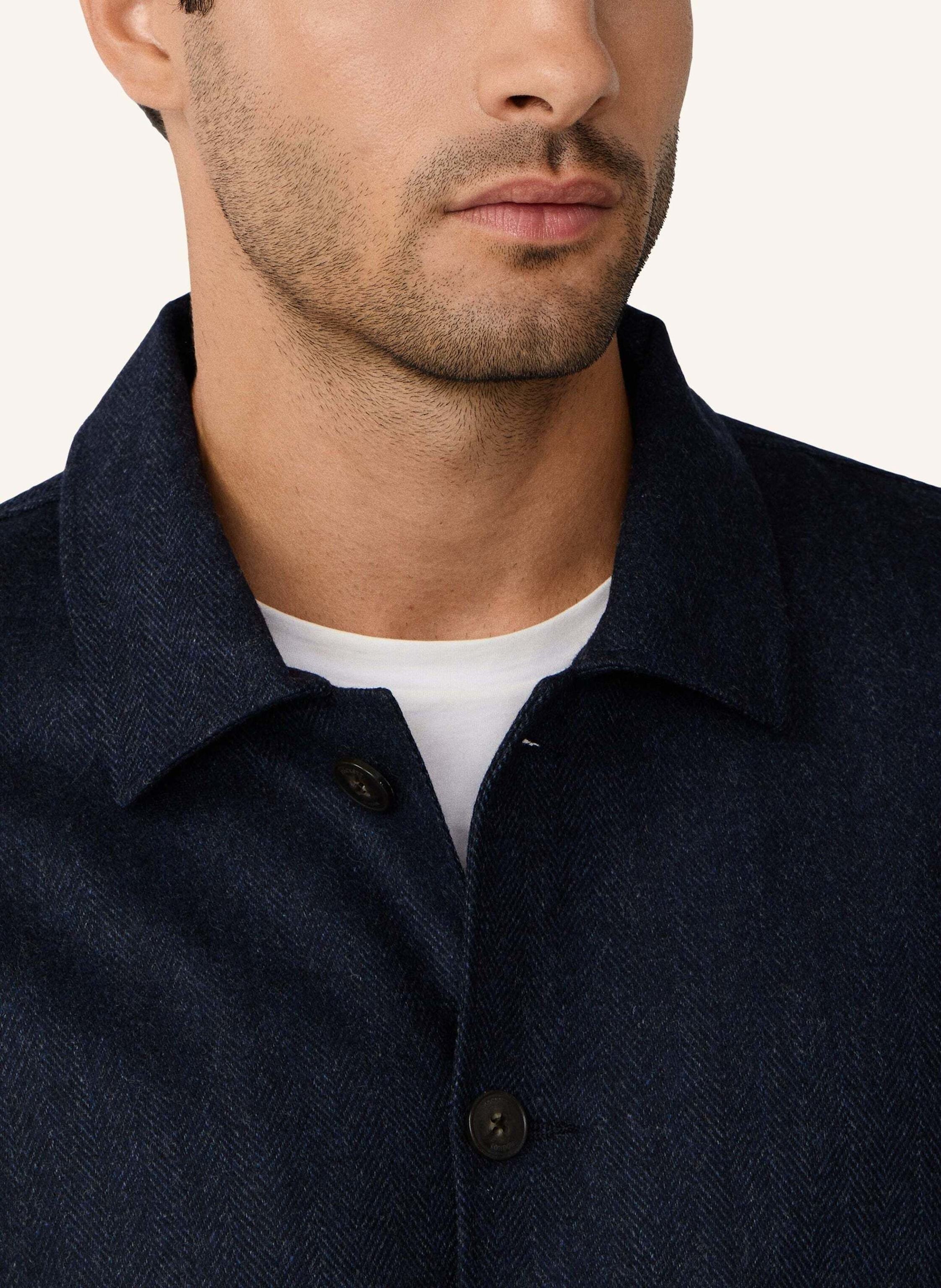 Thumbnail - Hackett London Fieldjacket Hbone Flan Overshirt blau