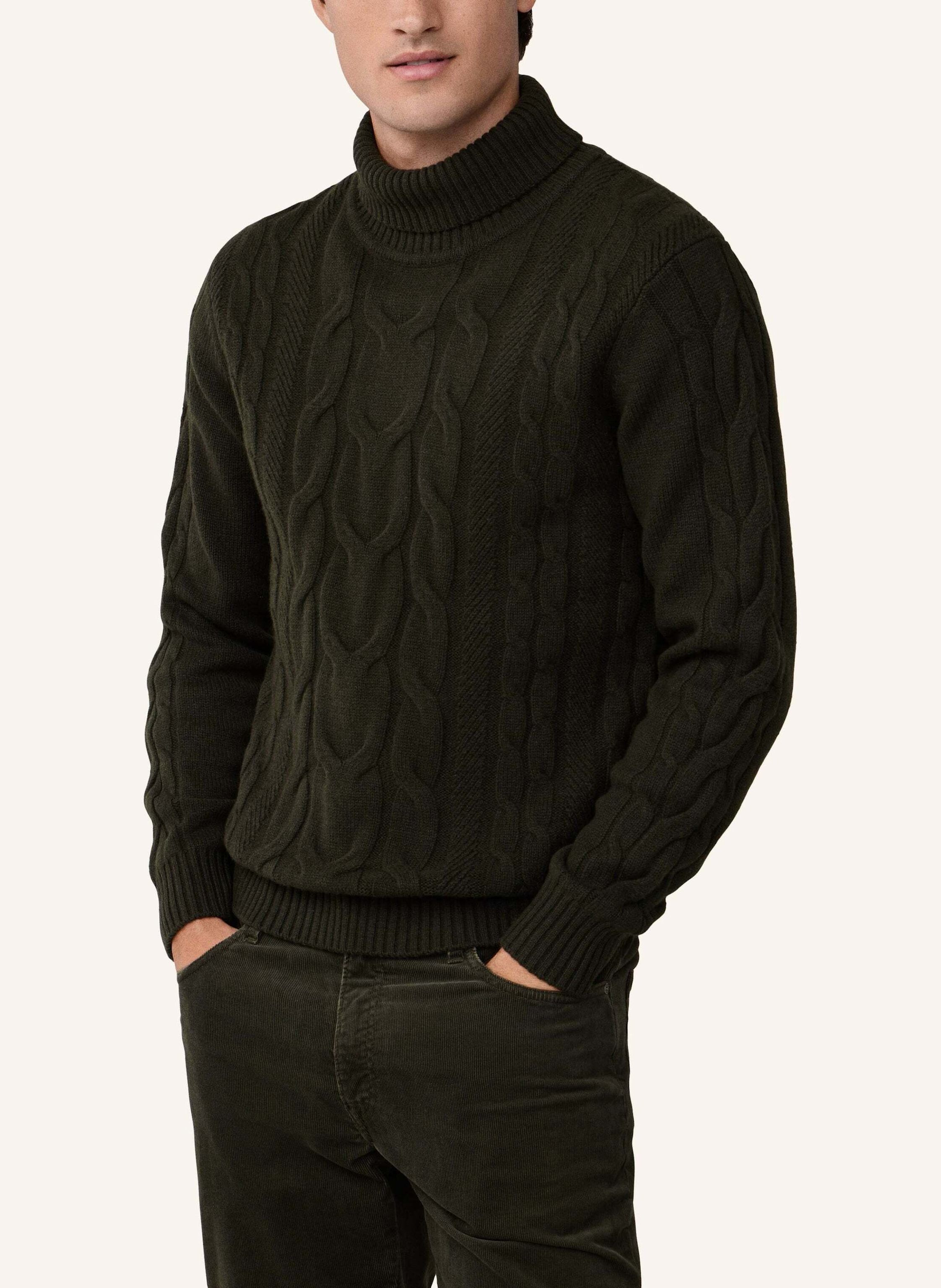 Thumbnail - Hackett London Pullover Cable Roll Neck gruen