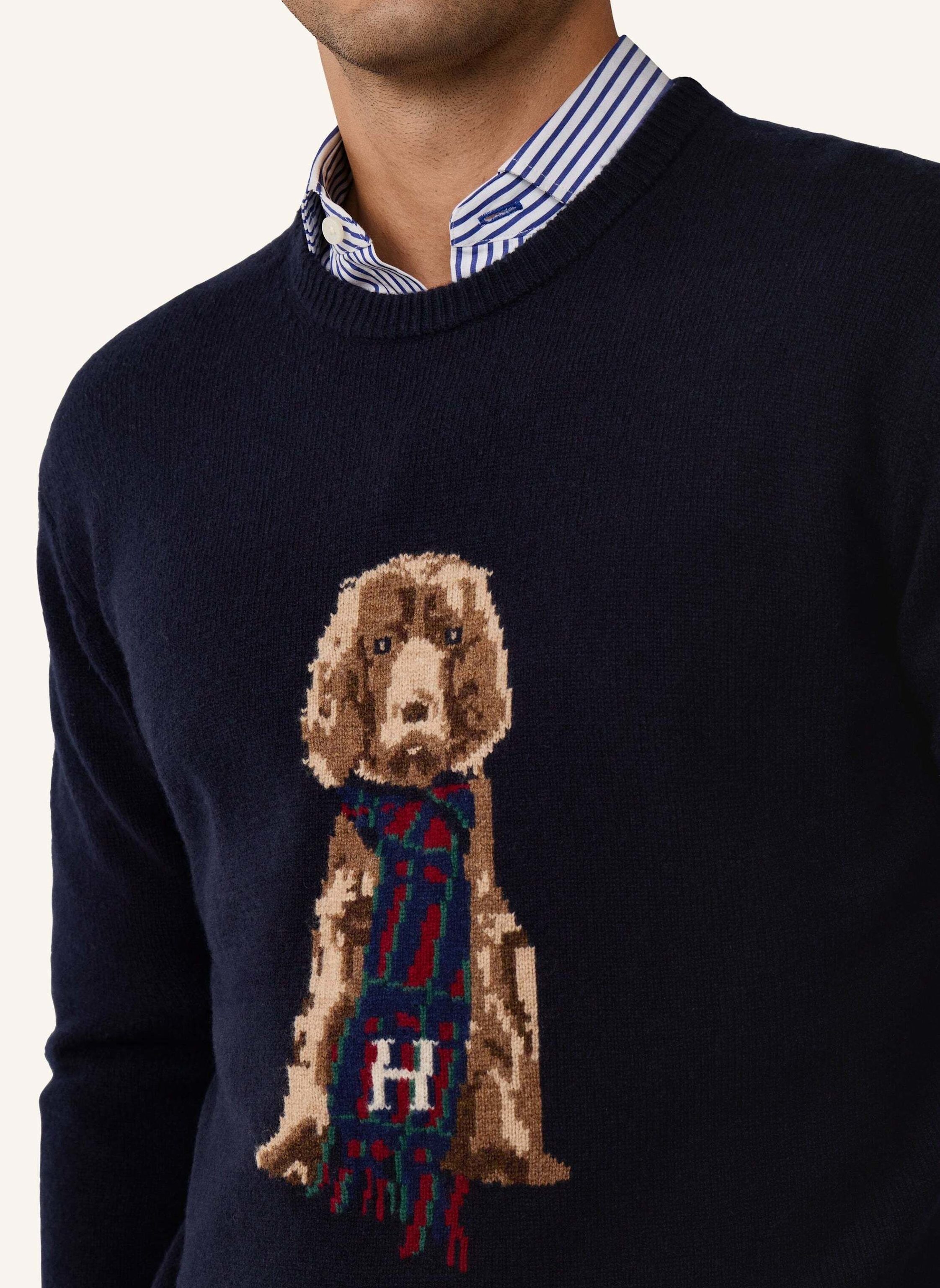 Thumbnail - Hackett London Pullover Harry Knit Crew blau
