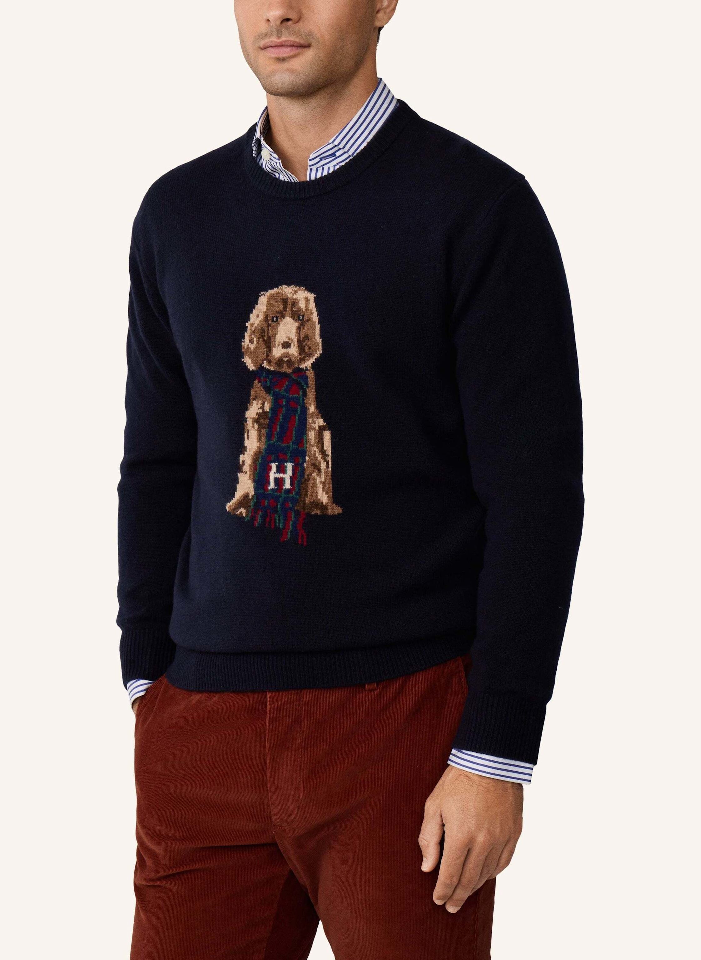 Thumbnail - Hackett London Pullover Harry Knit Crew blau