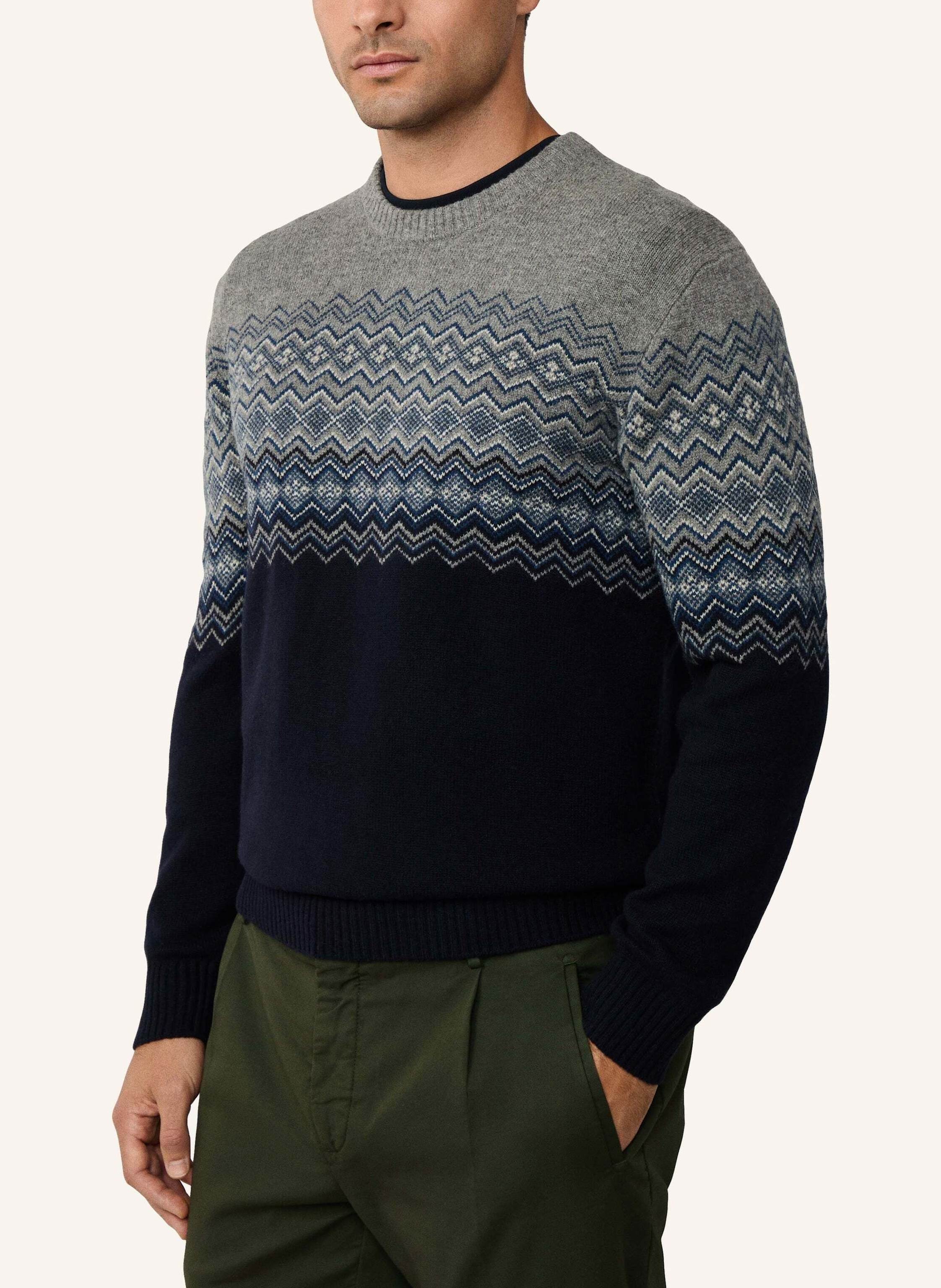 Thumbnail - Hackett London Pullover Fairisle Crew blau
