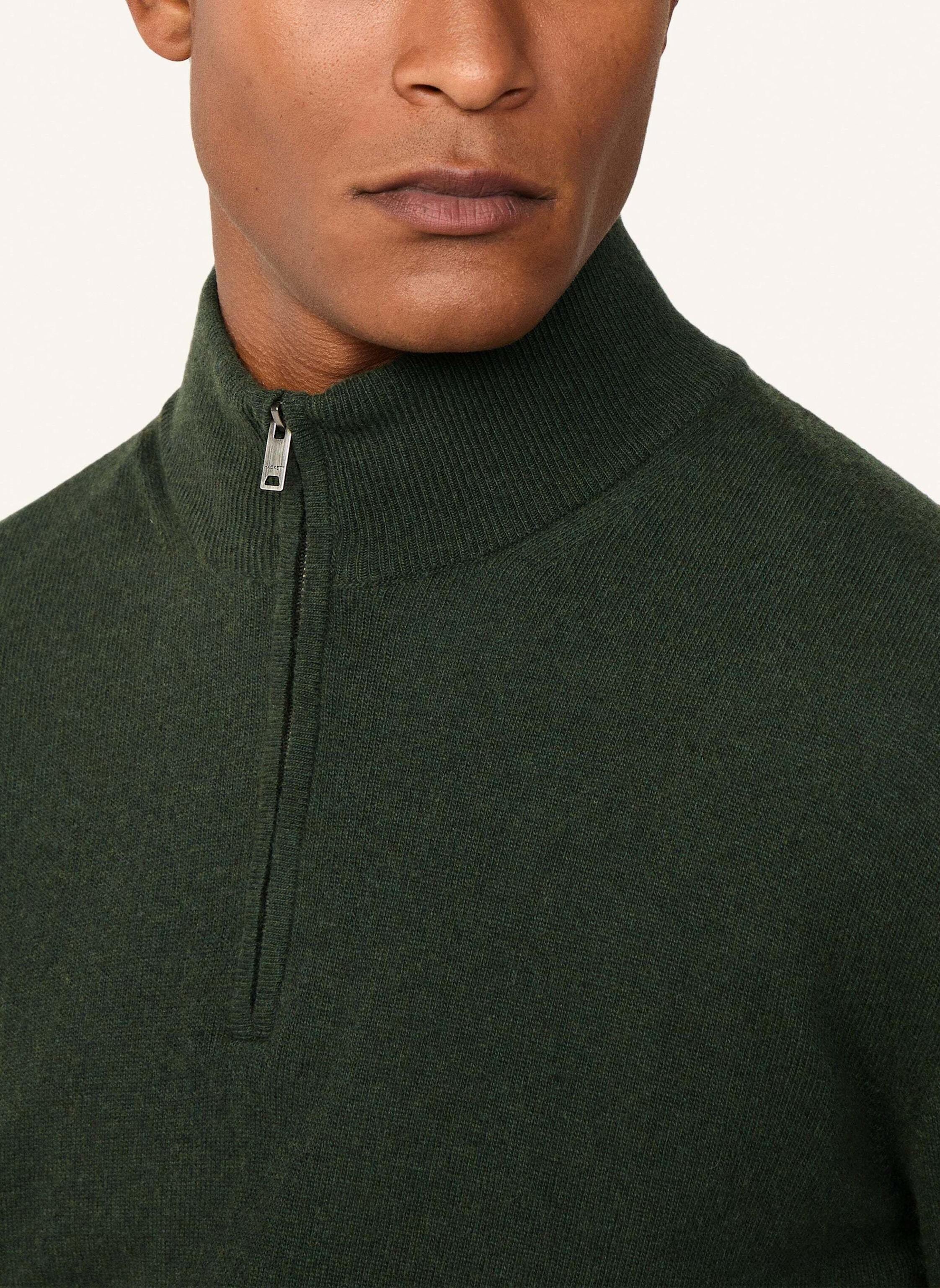 Thumbnail - Hackett London Pullover Merino Cash Mix Hzip gruen