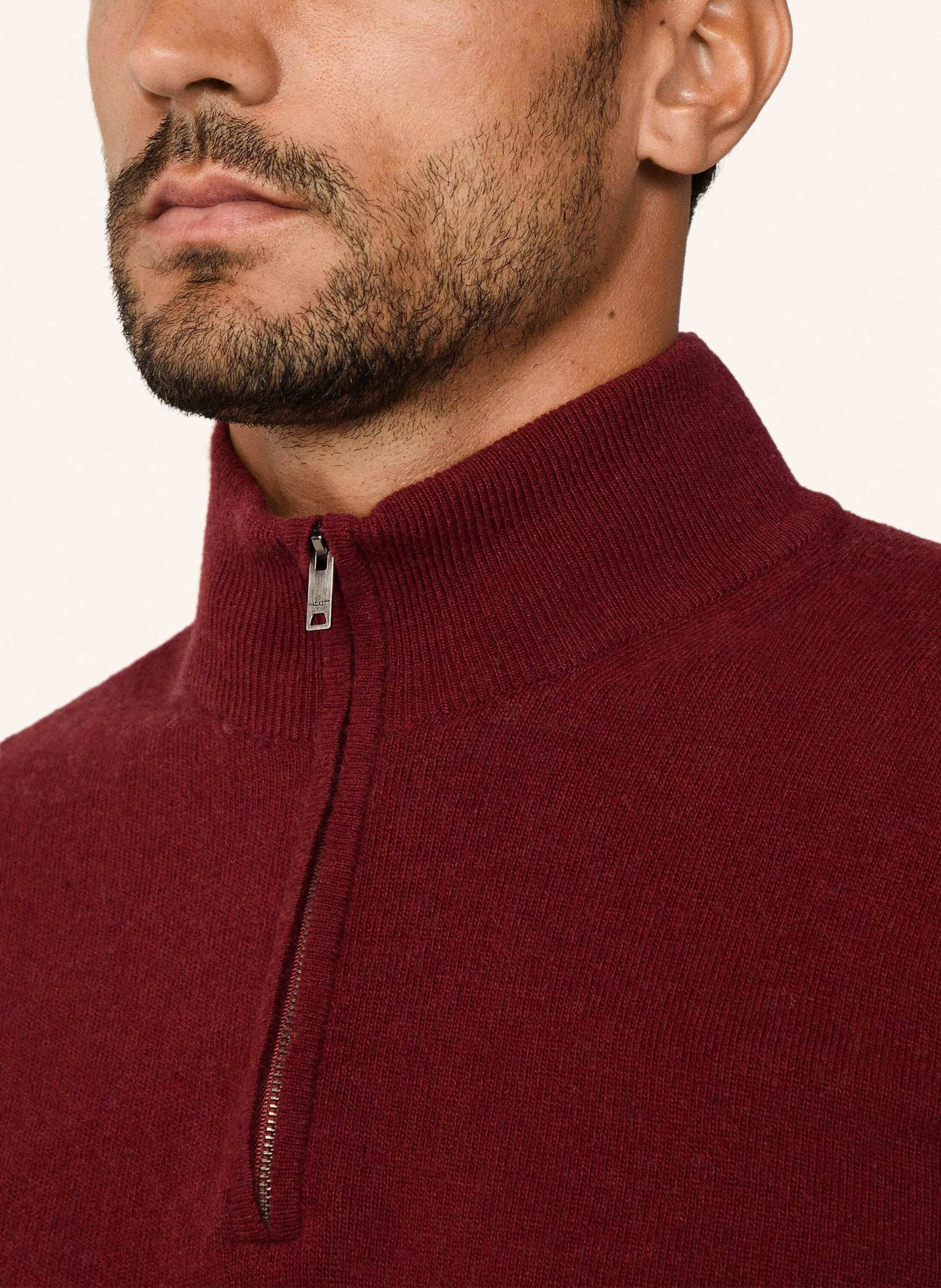 Thumbnail - Hackett London Pullover Merino Cash Mix Hzip rot