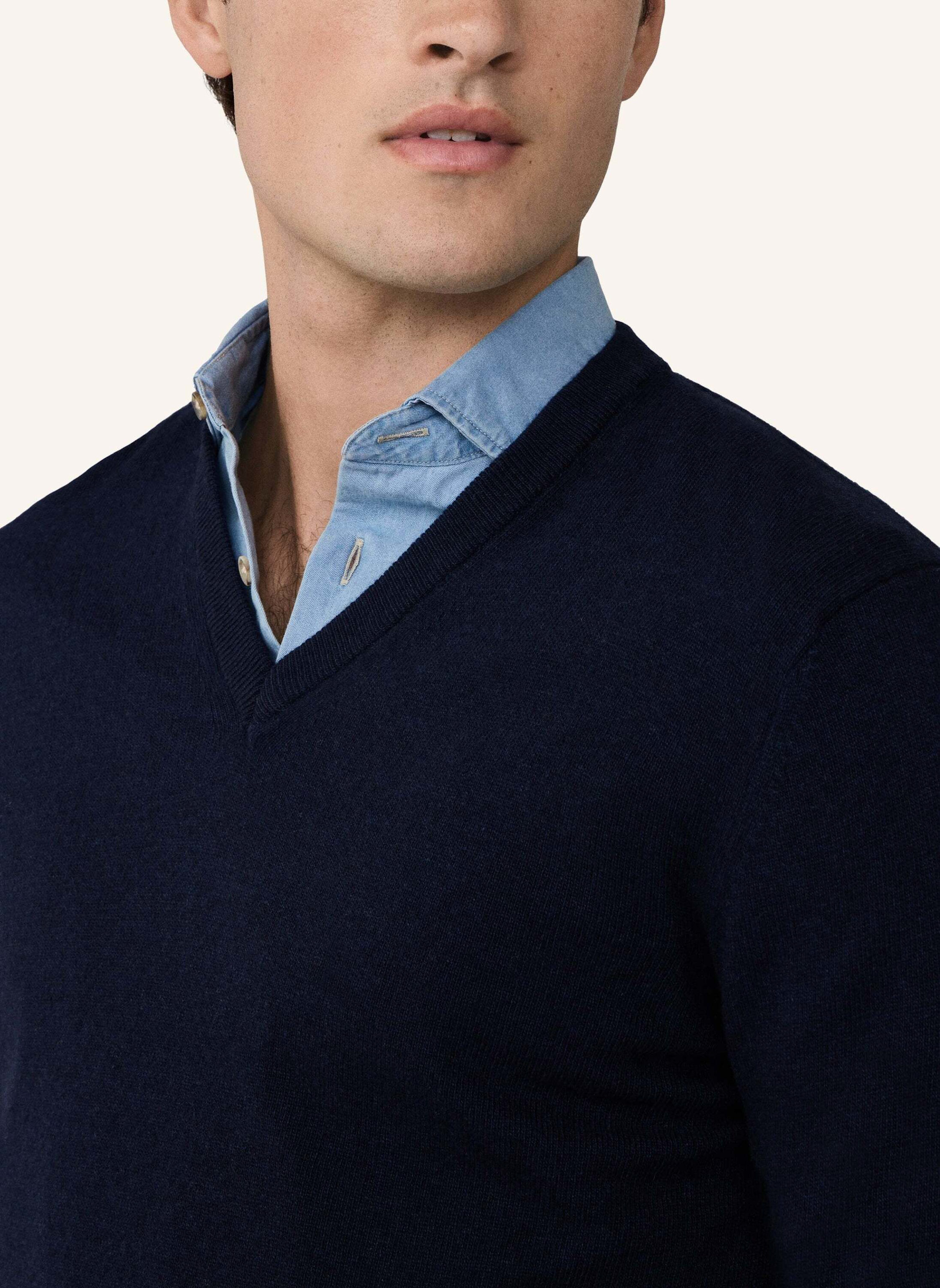 Thumbnail - Hackett London Pullover Merino Cash Mix V blau