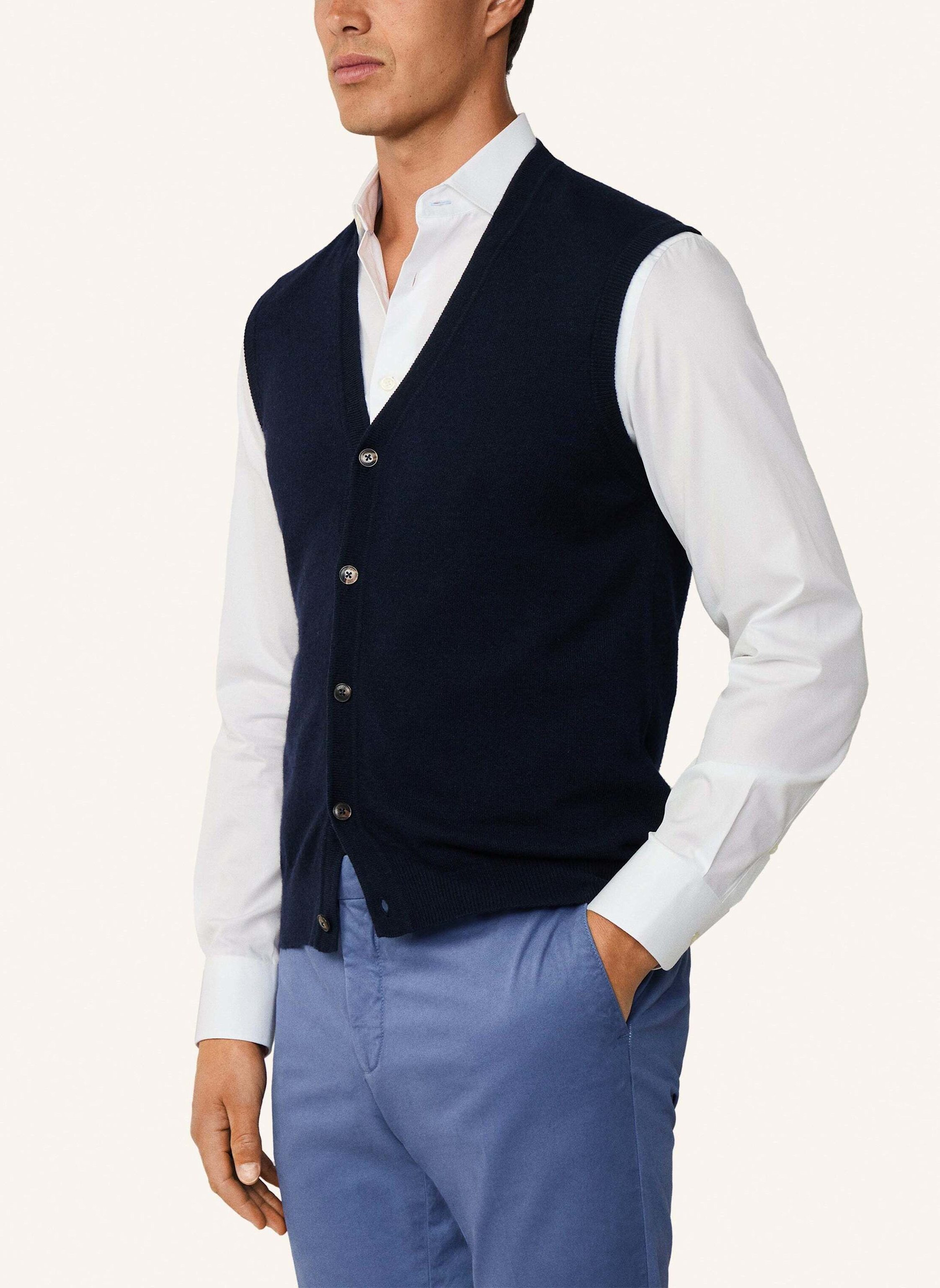 Thumbnail - Hackett London Pullover Merino Cash Mix Wcoat blau