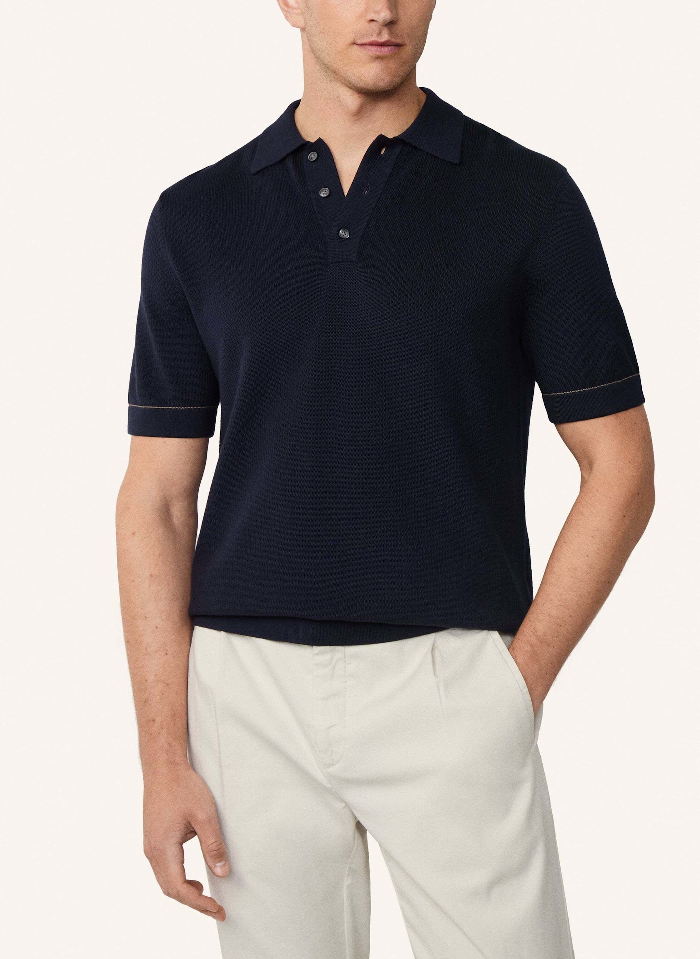 Thumbnail - Hackett London Poloshirt Textured Knit Polo blau