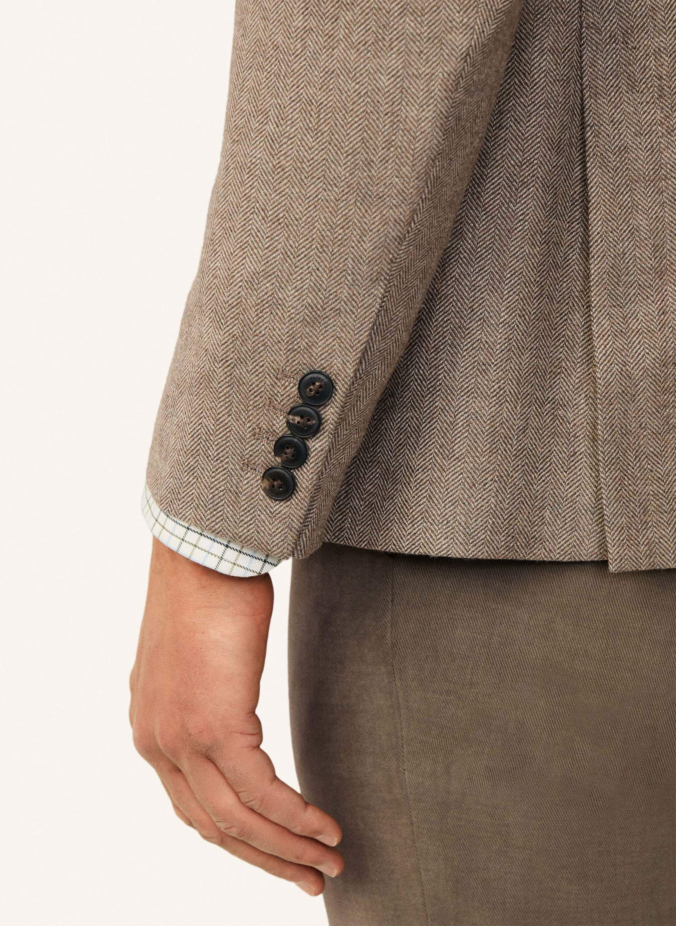 Thumbnail - Hackett London Blazer Wool Hbone Jkt beige