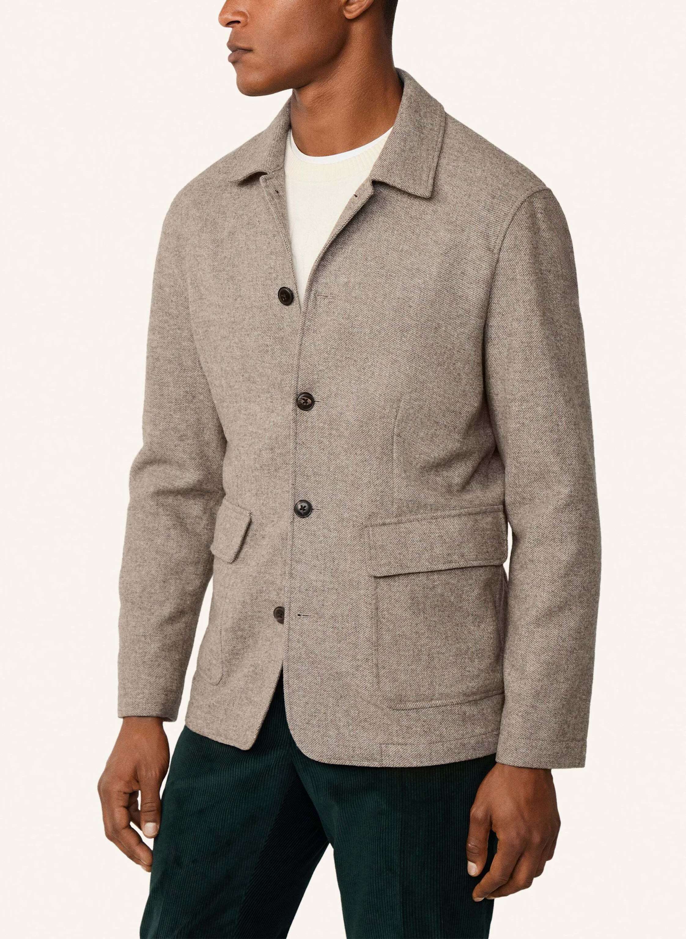 Thumbnail - Hackett London Fieldjacket Wool Teba W/Collar beige