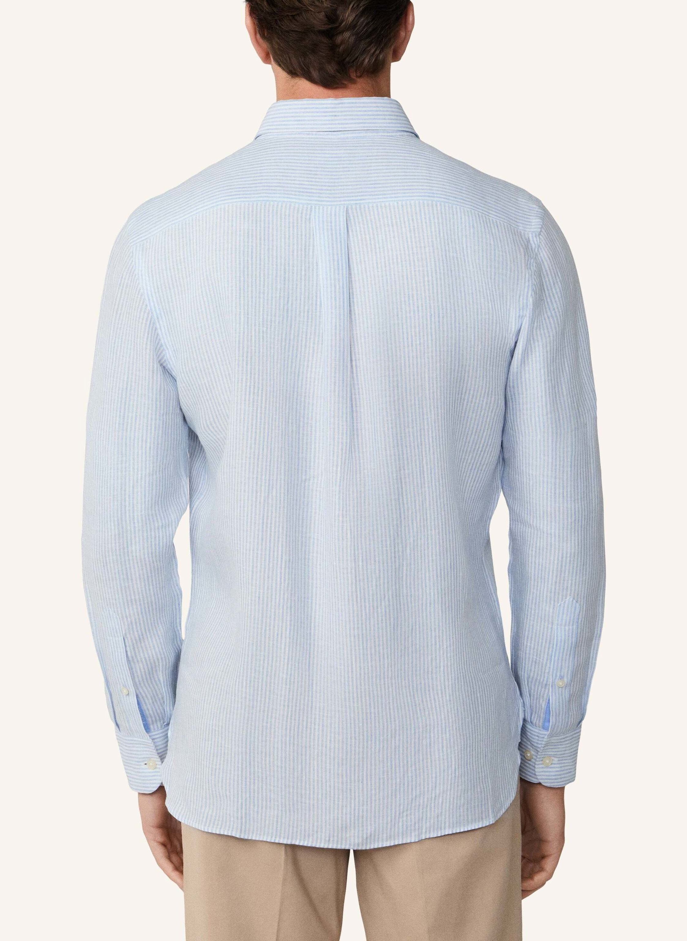 Thumbnail - Hackett London Freizeithemd Linen Stripe blau