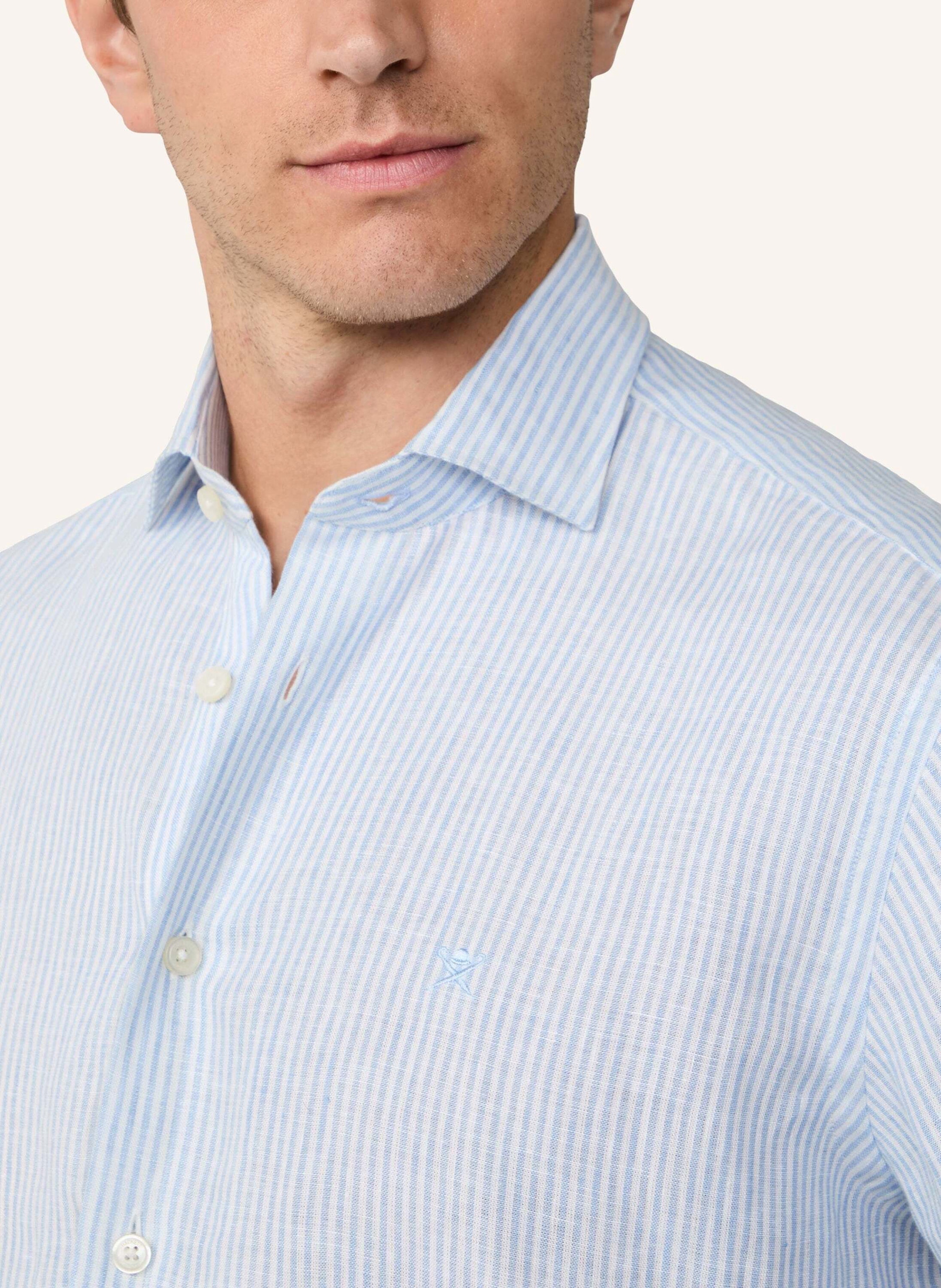 Thumbnail - Hackett London Freizeithemd Linen Stripe blau