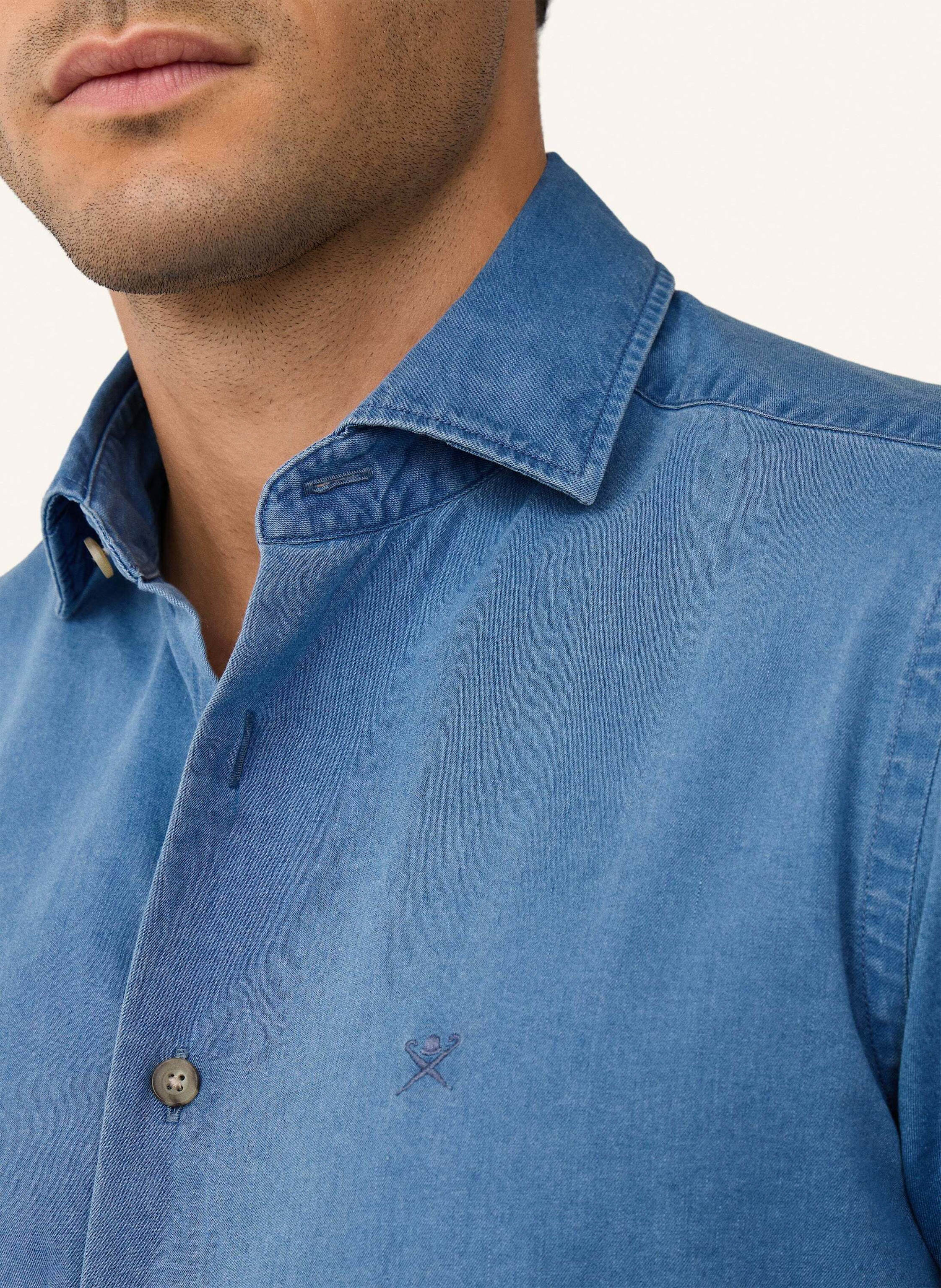 Thumbnail - Hackett London Freizeithemd Ess Denim Mid blau
