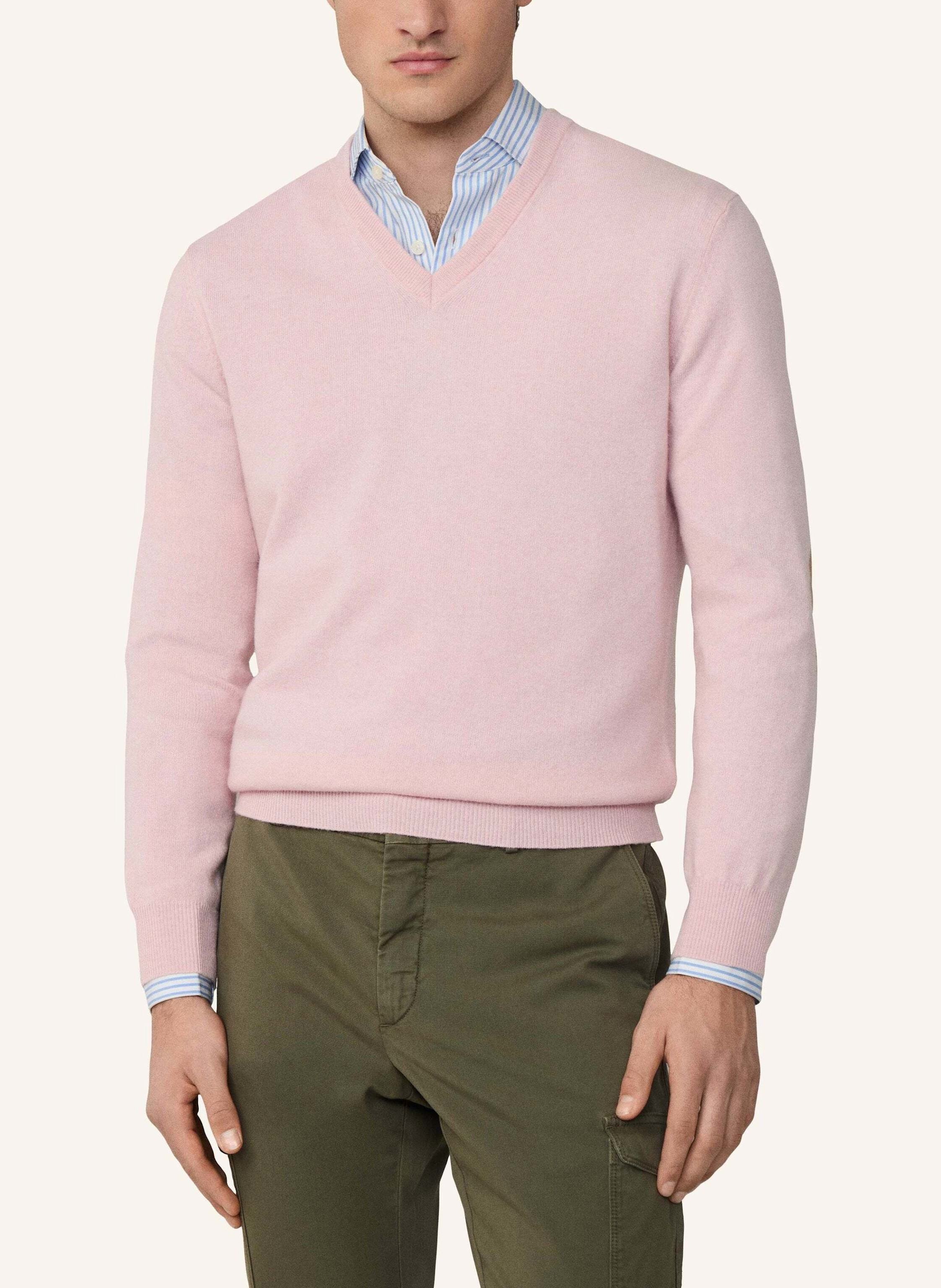Thumbnail - Hackett London Pullover Merino Cash Mix V pink
