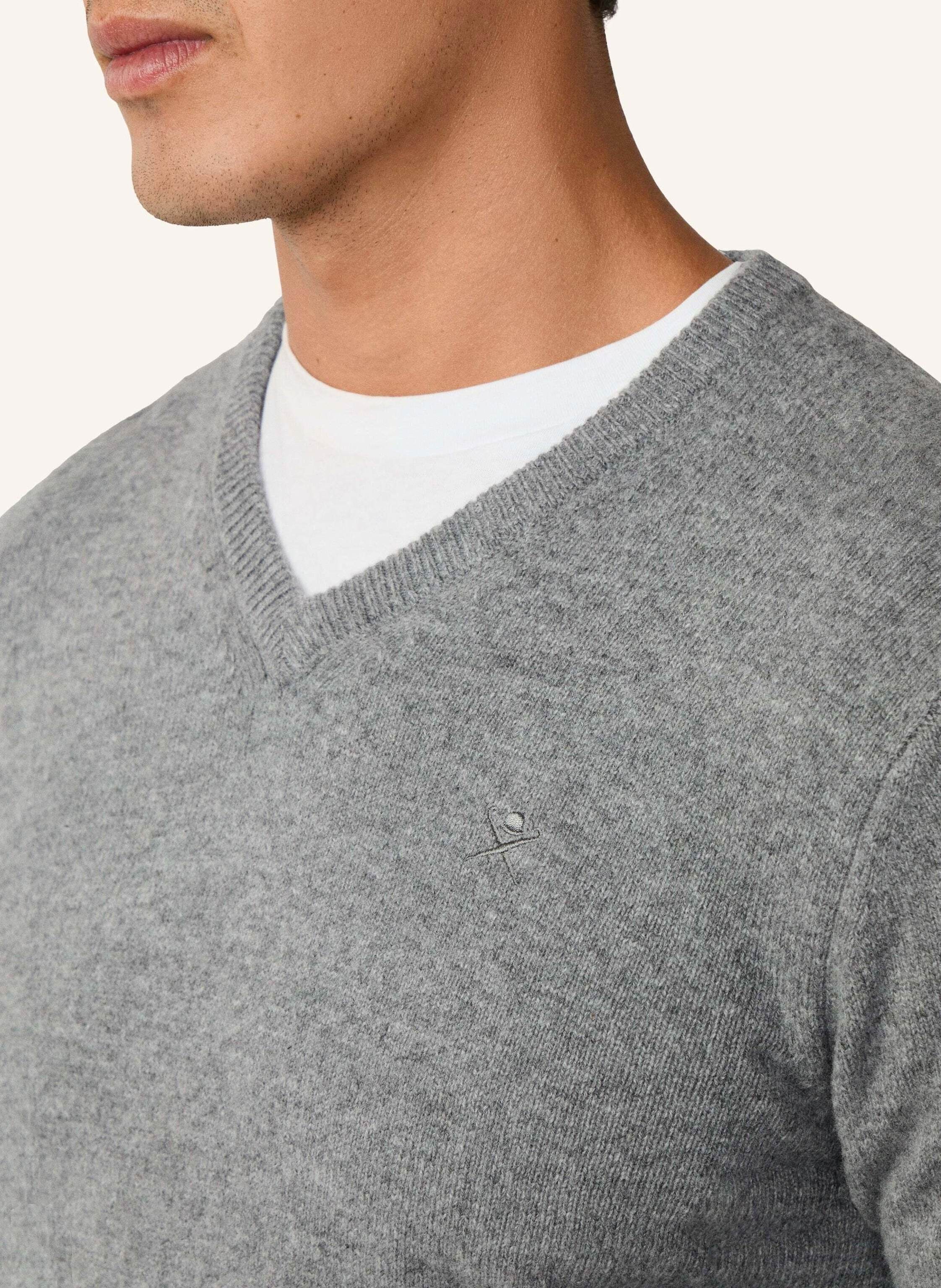 Thumbnail - Hackett London Pullover Lambswool V Neck grau