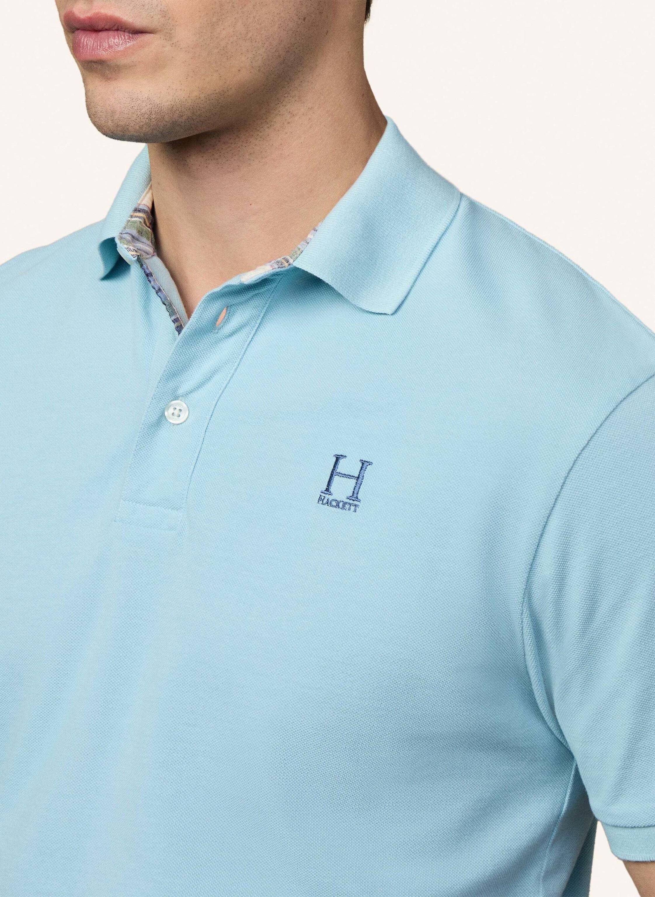 Thumbnail - Hackett London Poloshirt Heritage Madras Trim blau
