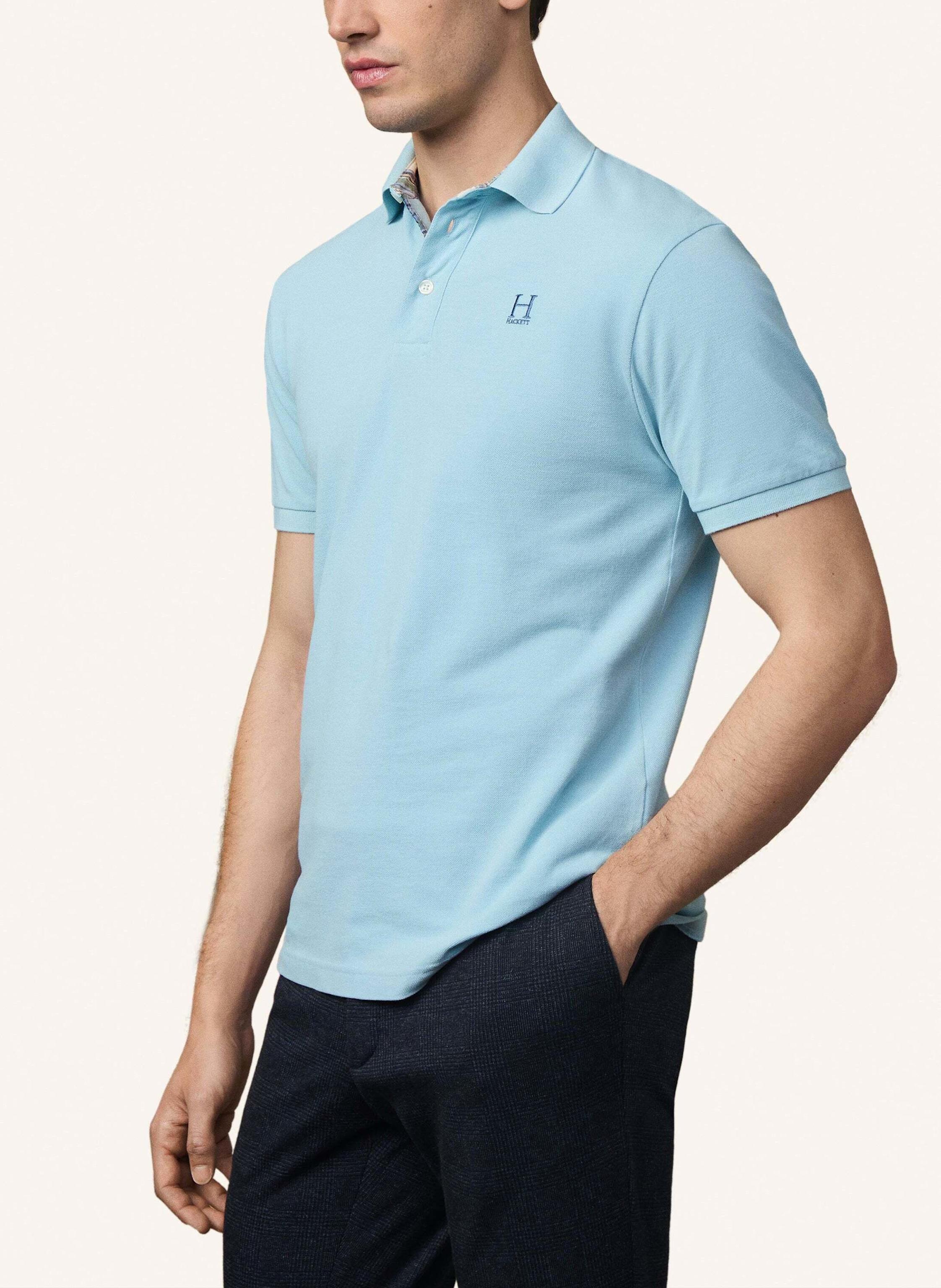 Thumbnail - Hackett London Poloshirt Heritage Madras Trim blau