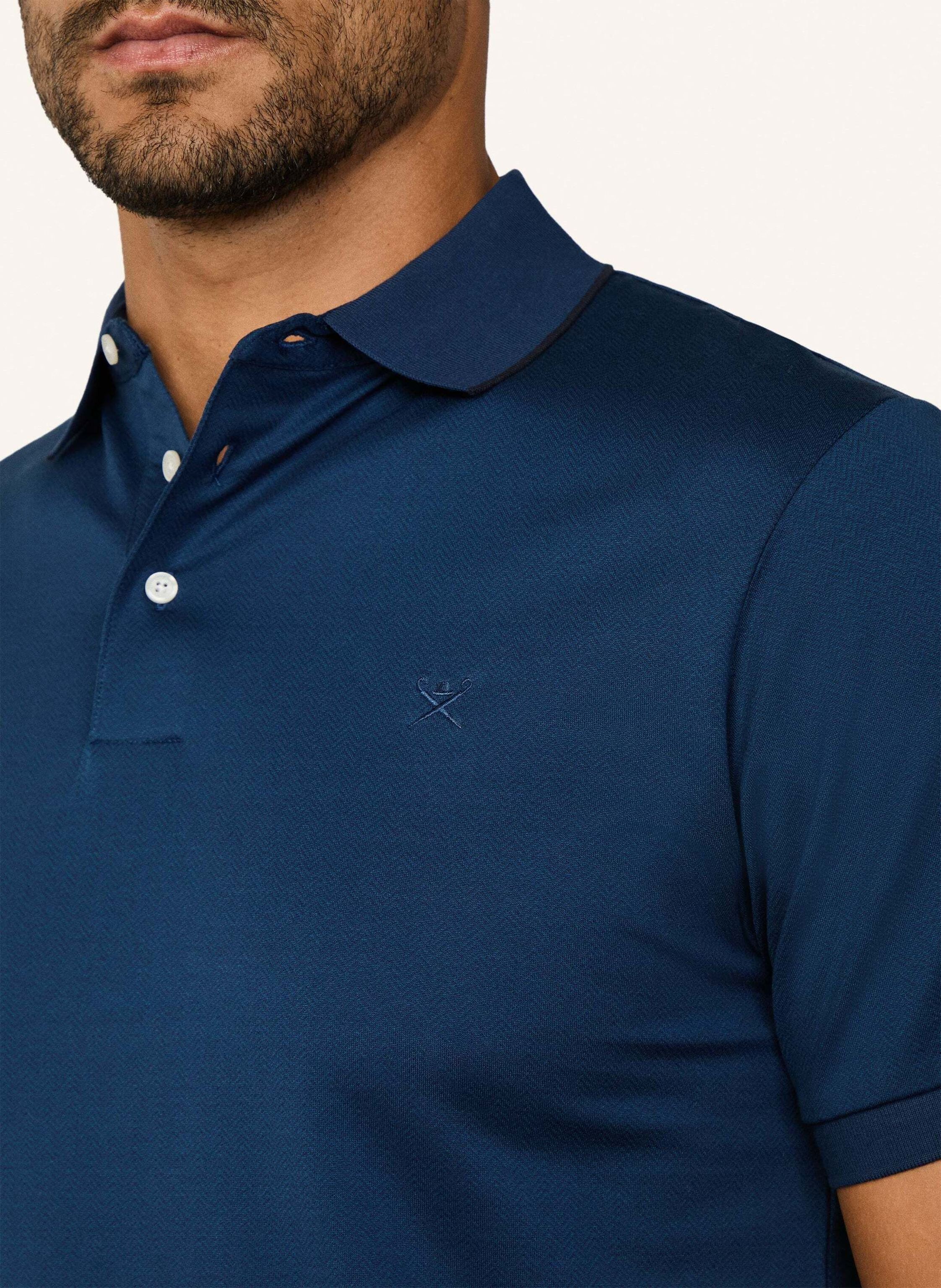 Thumbnail - Hackett London Poloshirt Hbone Jacq Jsy Ss blau