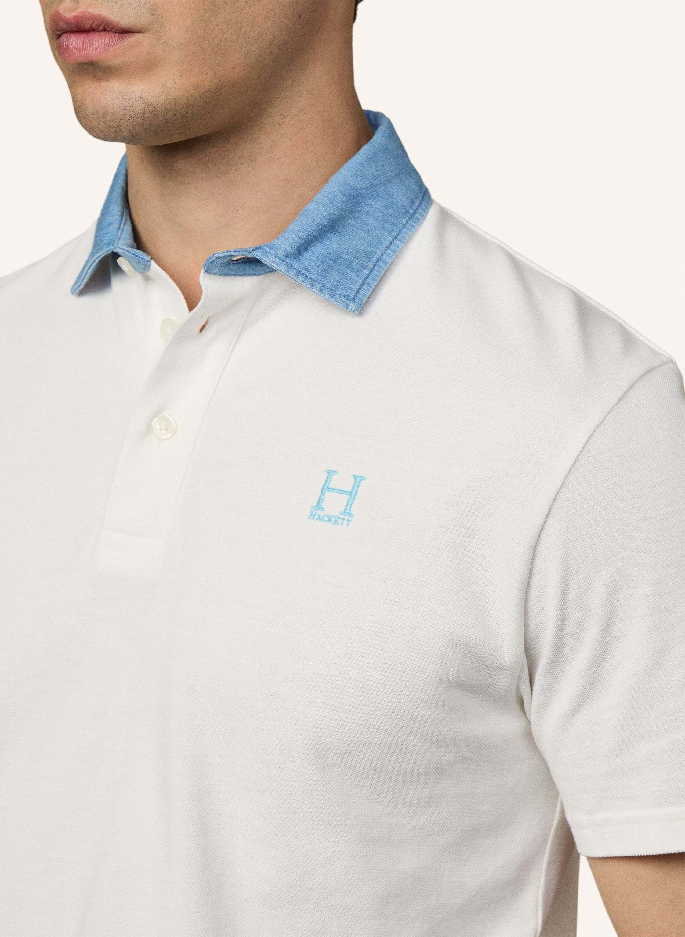 Thumbnail - Hackett London Poloshirt Heritage Contrast Clr weiss