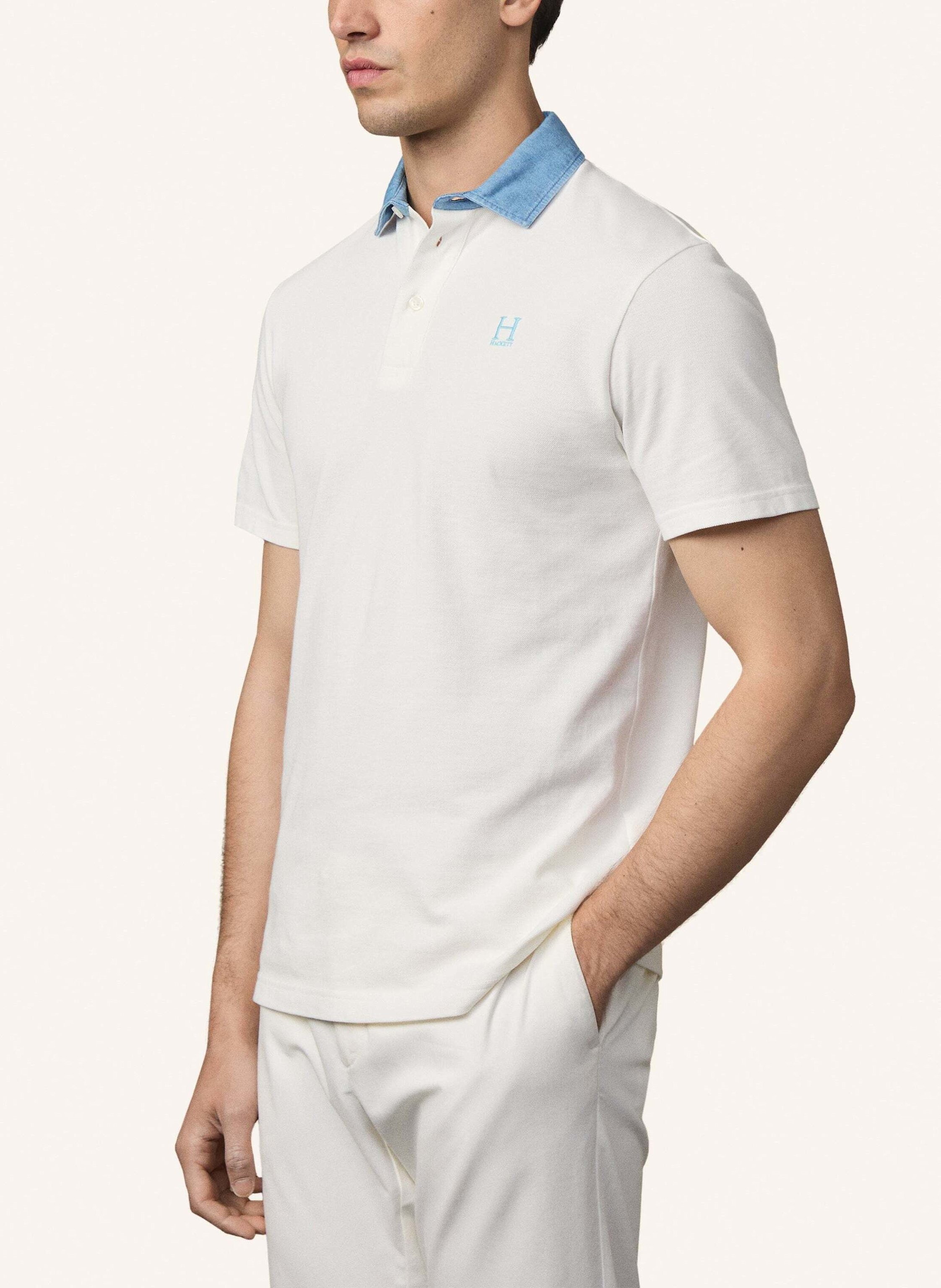 Thumbnail - Hackett London Poloshirt Heritage Contrast Clr weiss