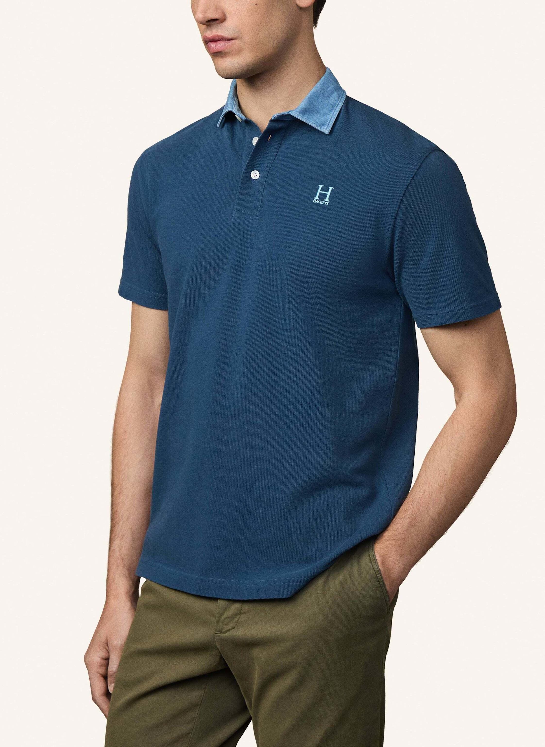 Thumbnail - Hackett London Poloshirt Heritage Contrast Clr blau
