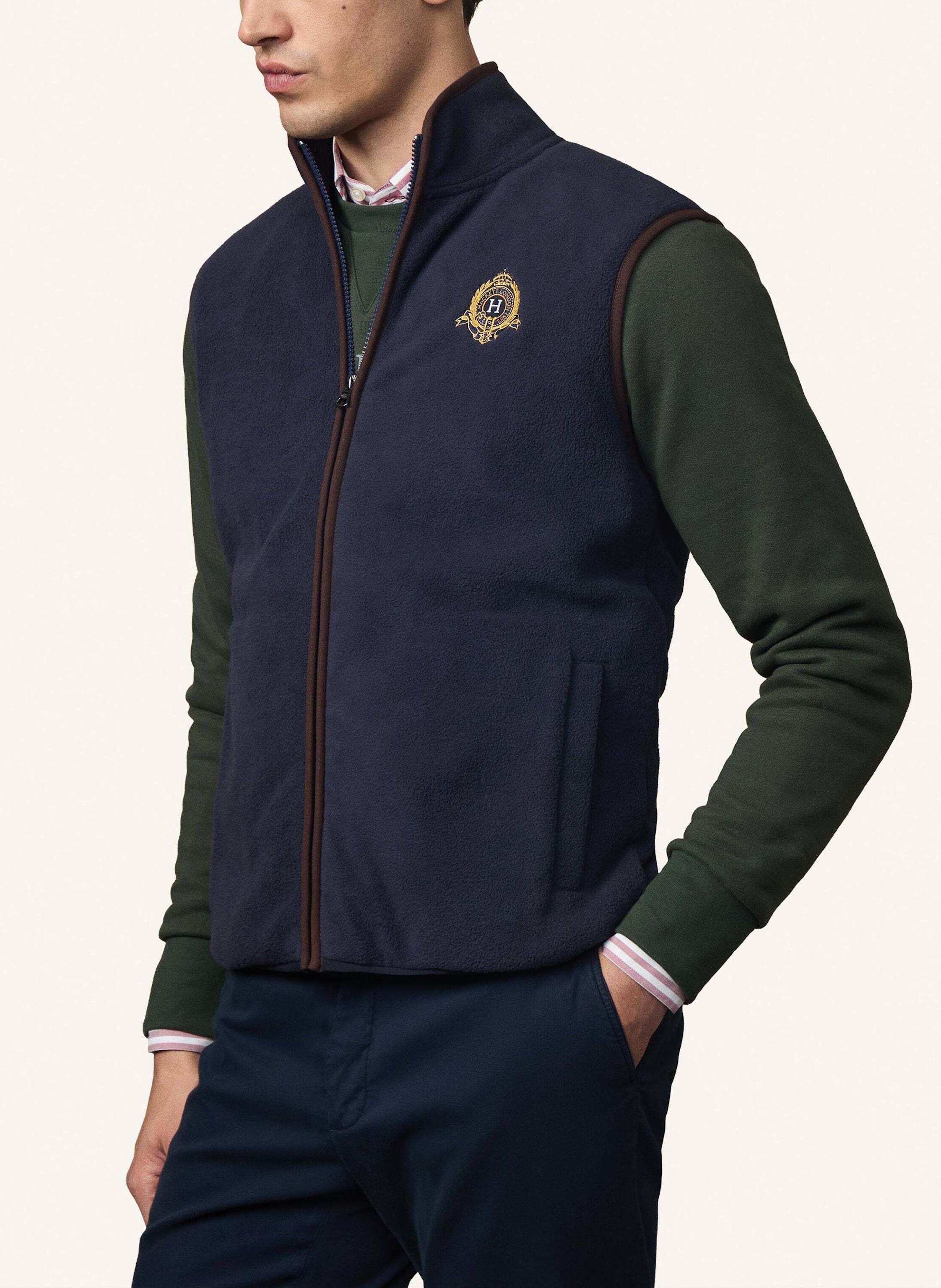 Thumbnail - Hackett London Gilet Heritage Crest Flc Fz blau